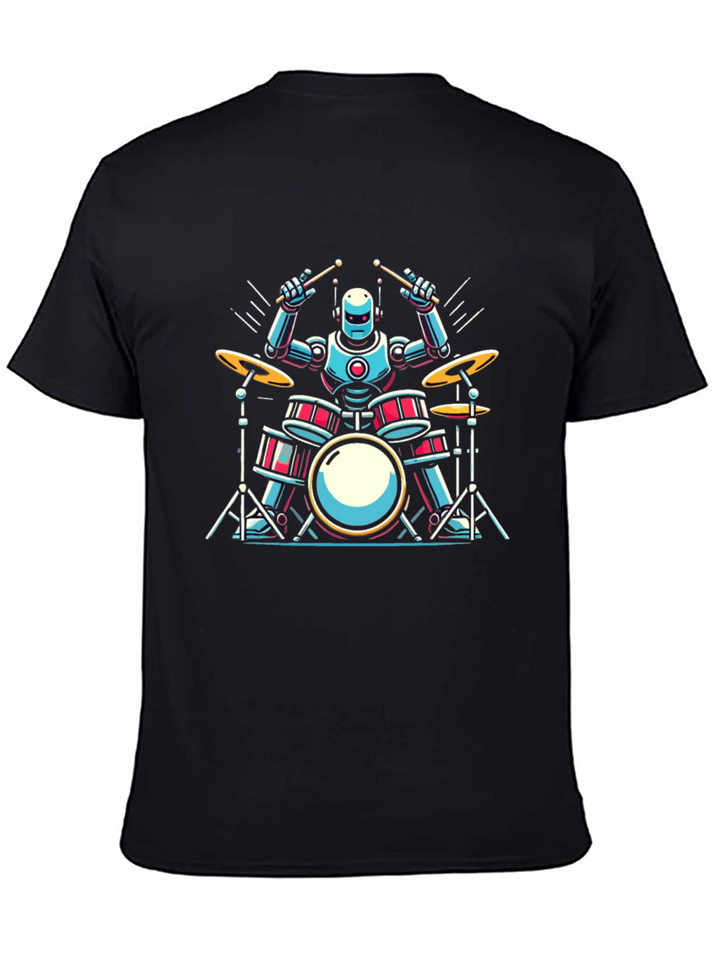 Robot Drummer Graphic Tee - Cool Band Shirt