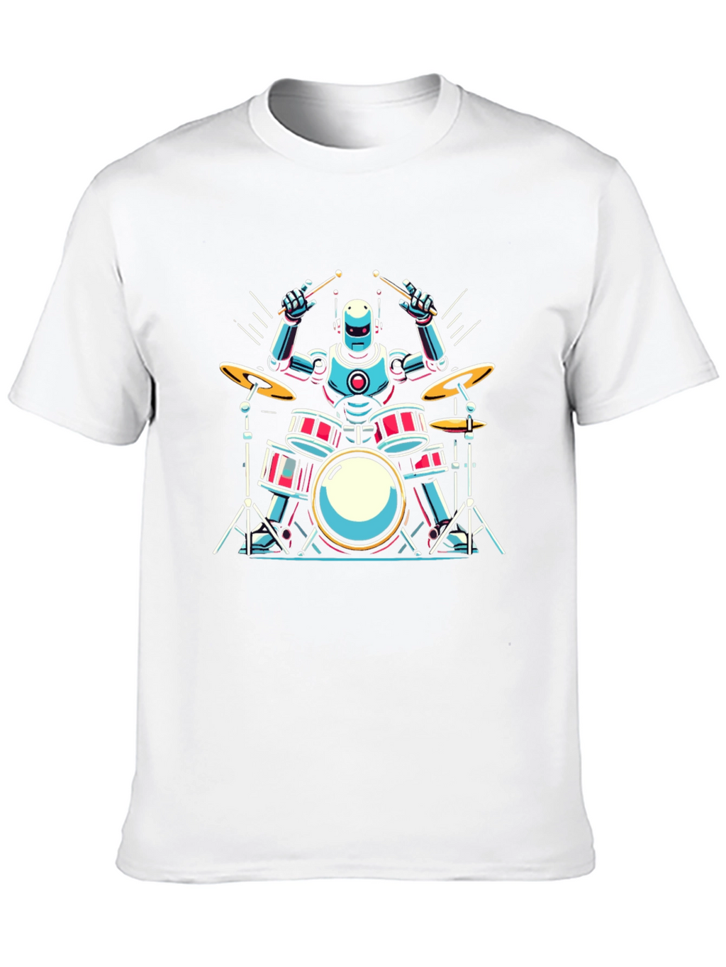 Robot Drummer Graphic Tee - Cool Band Shirt