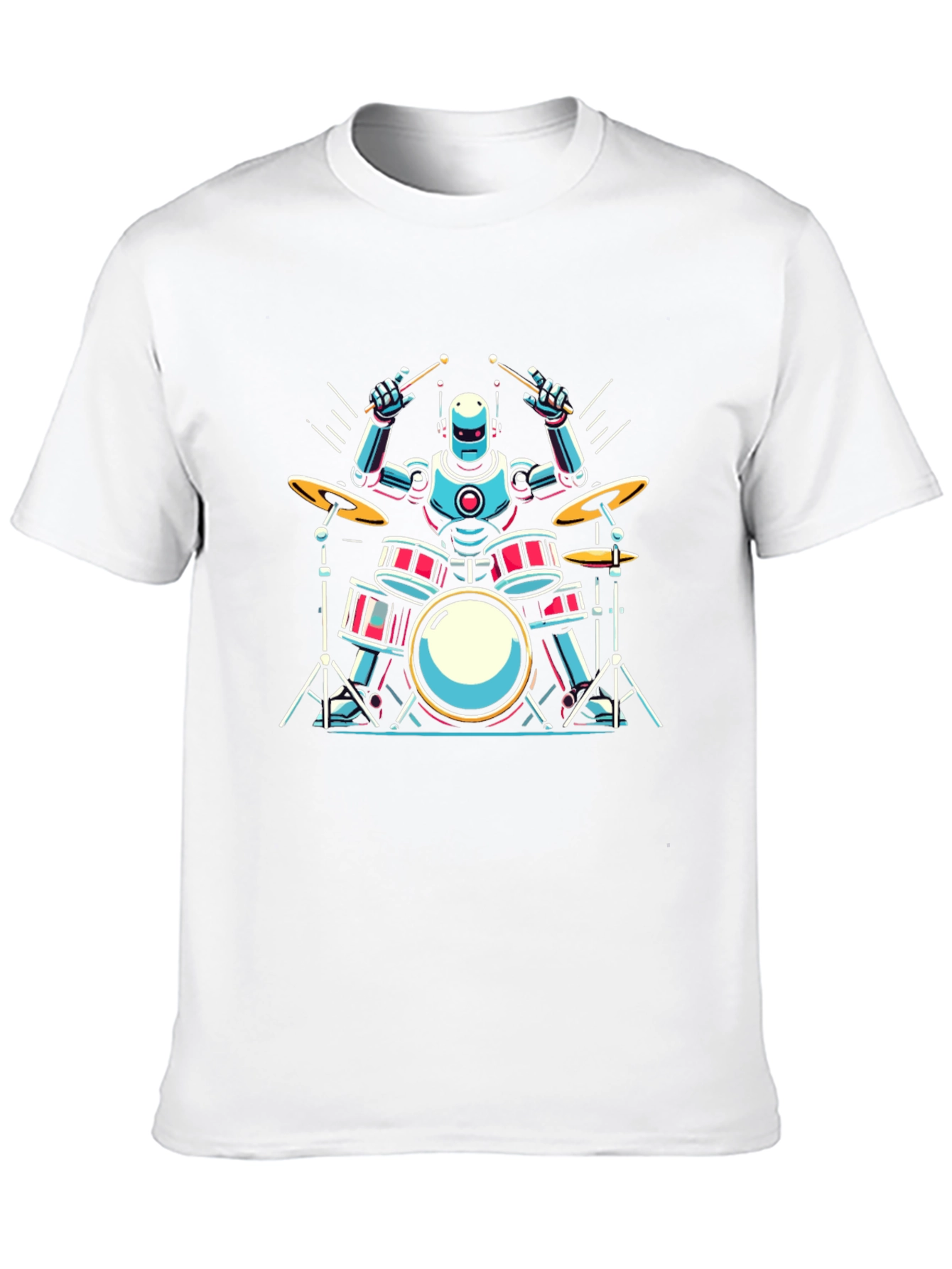 Robot Drummer Graphic Tee - Cool Band Shirt