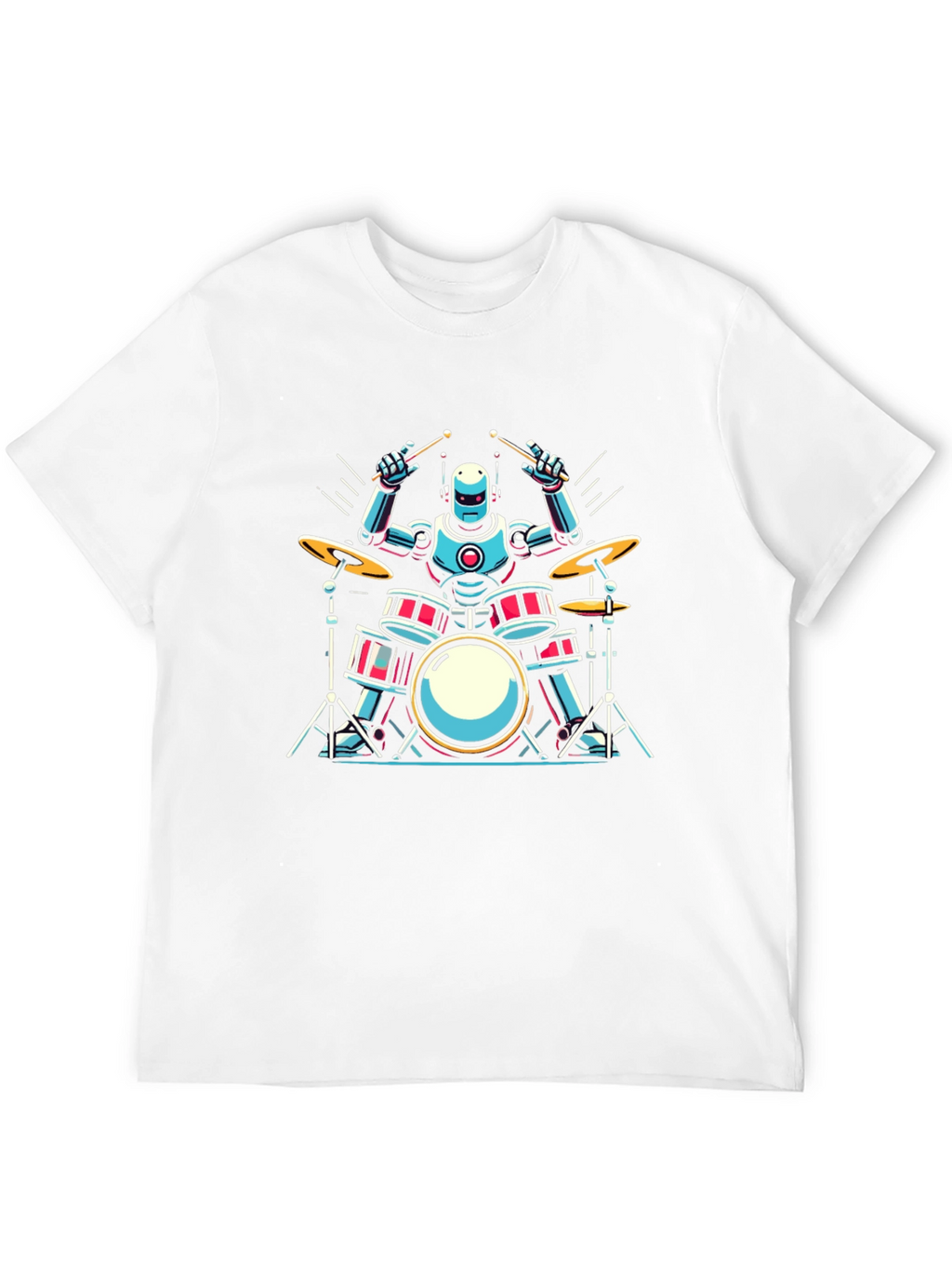 Robot Drummer Graphic Tee - Cool Band Shirt
