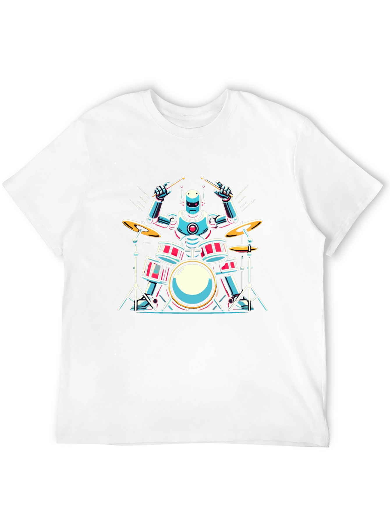 Robot Drummer Graphic Tee - Cool Band Shirt