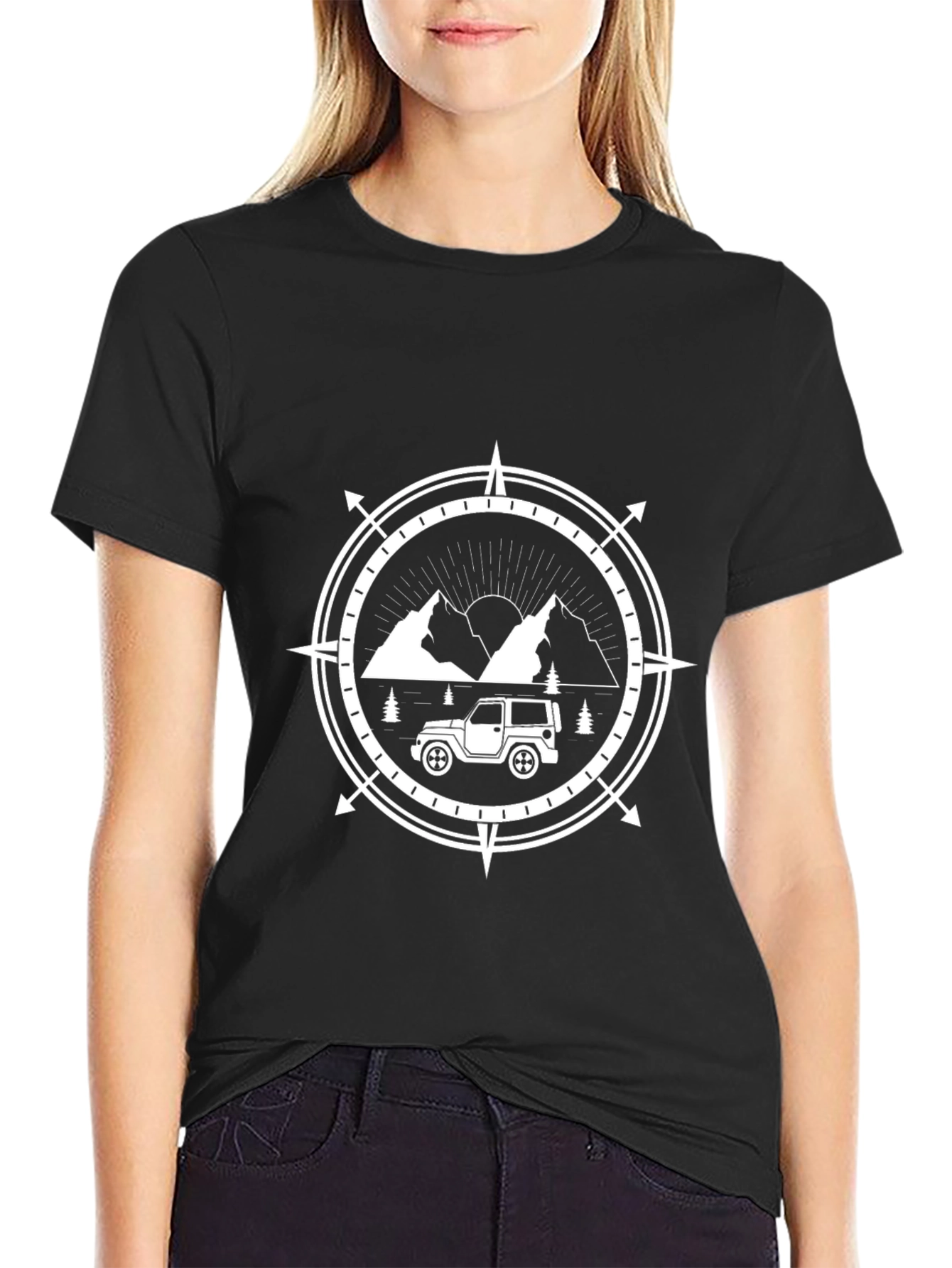 Adventure Awaits Graphic Tee - Mountain Compass Design