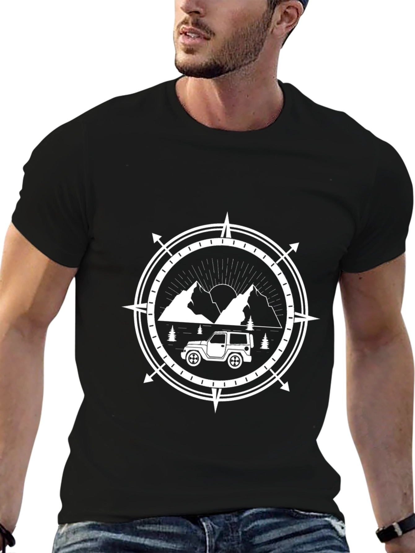 Adventure Awaits Graphic Tee - Mountain Compass Design