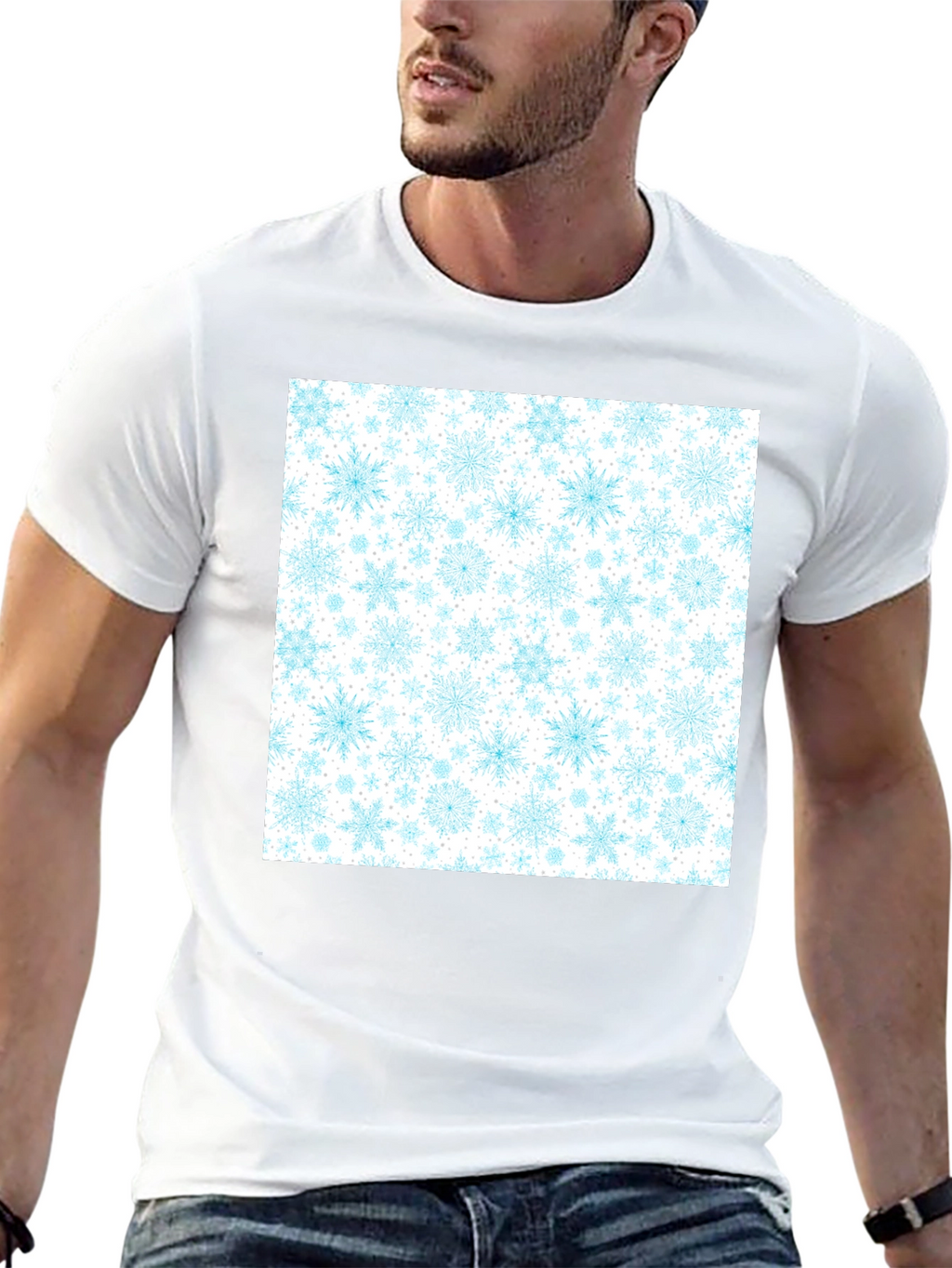 Snowflake Pattern T-Shirt - Winter Holiday Tee