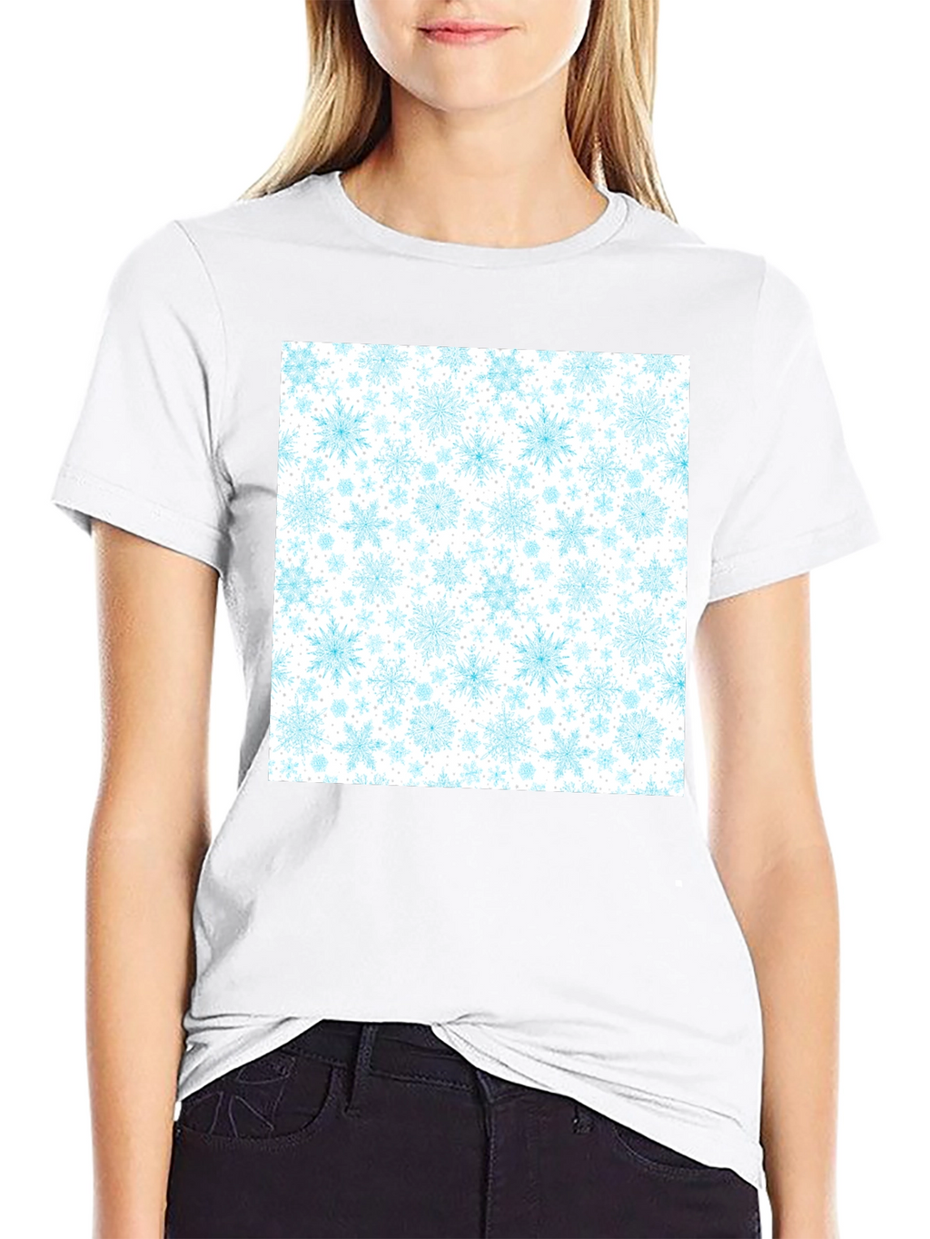 Snowflake Pattern T-Shirt - Winter Holiday Tee