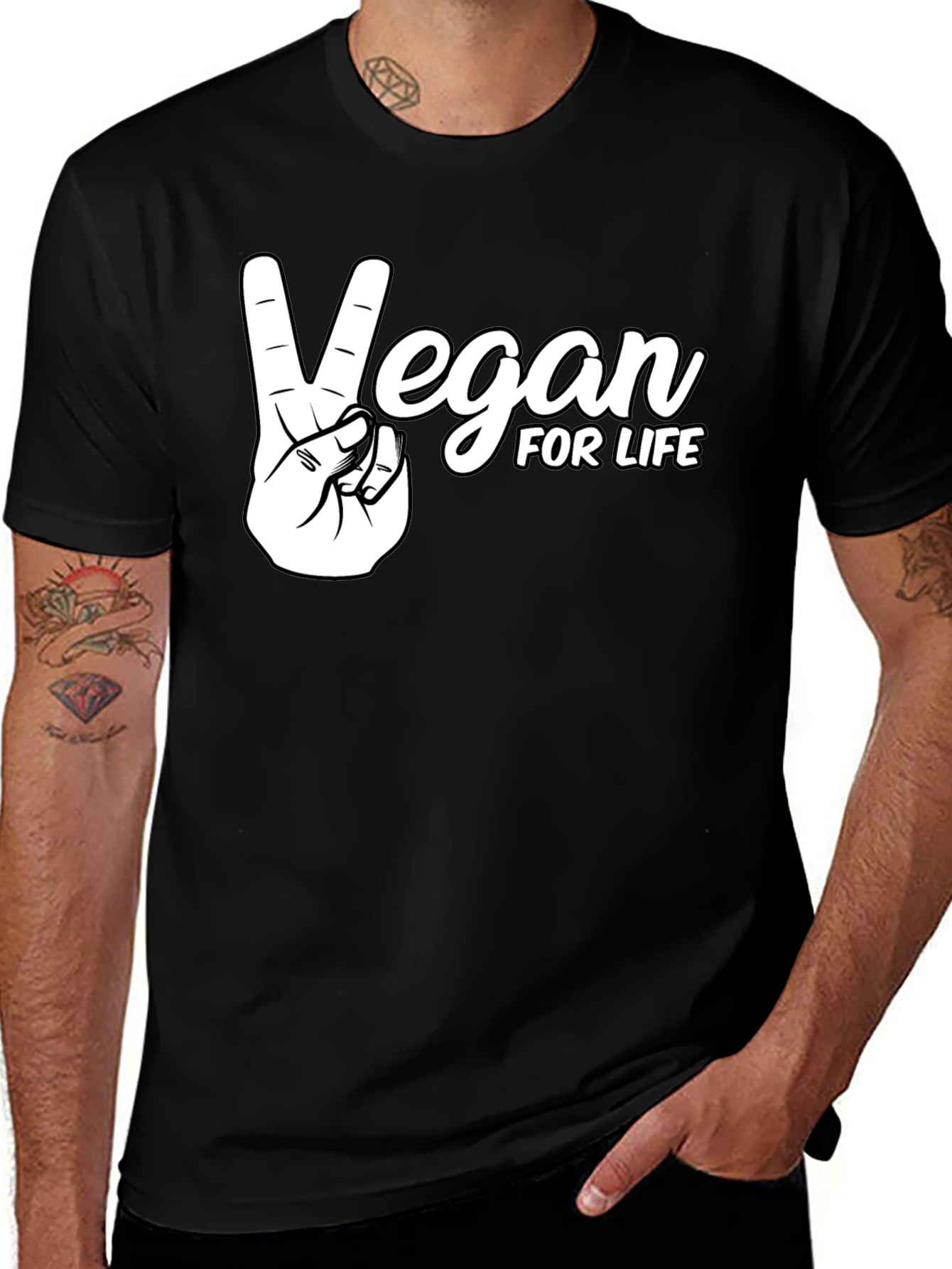 Vegan For Life T-Shirt Peace Sign Animal Rights Tee