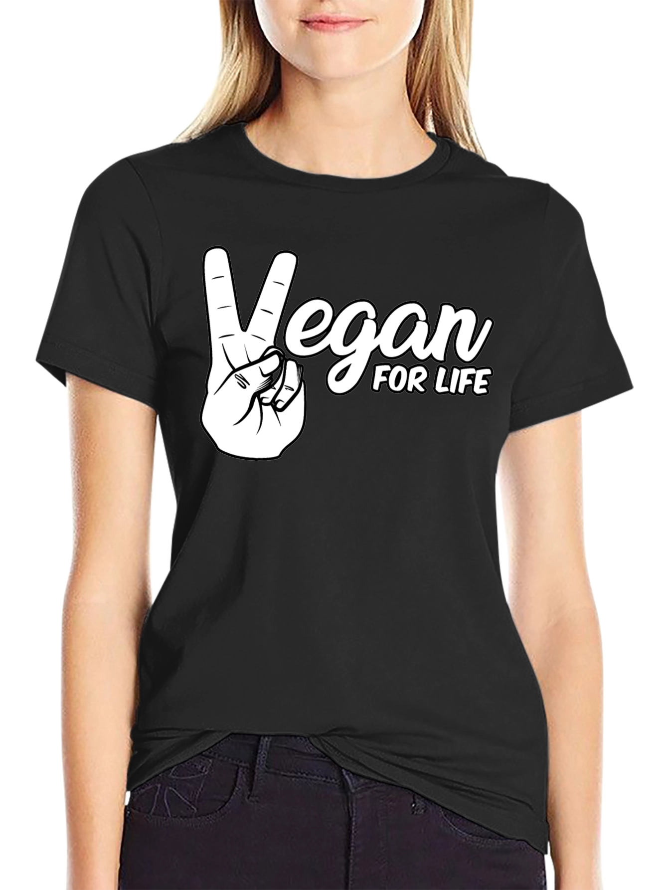 Vegan For Life T-Shirt Peace Sign Animal Rights Tee