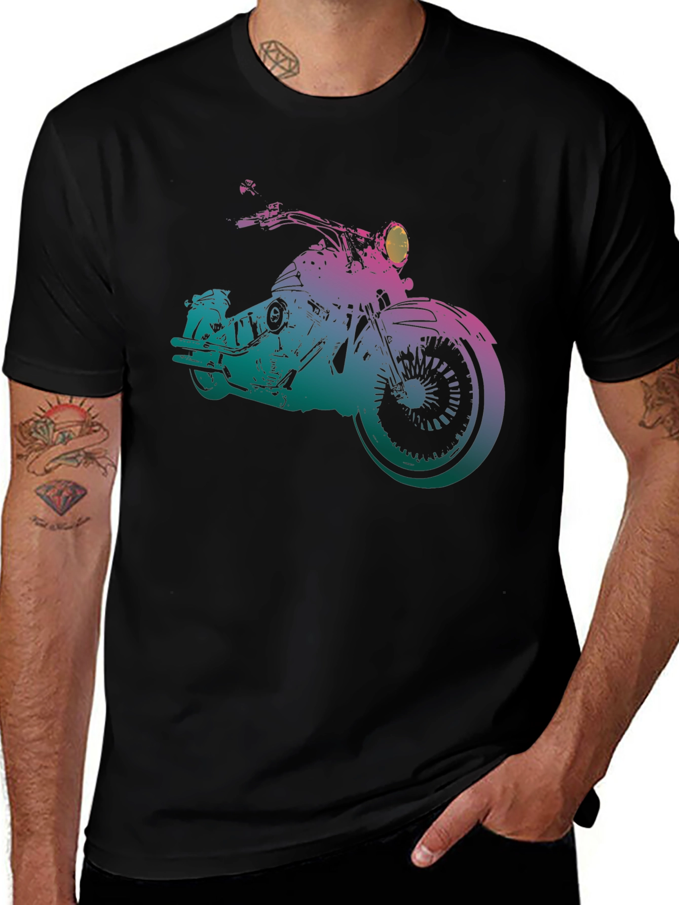 Motorcycle Graphic Tee - Gradient Bike Design