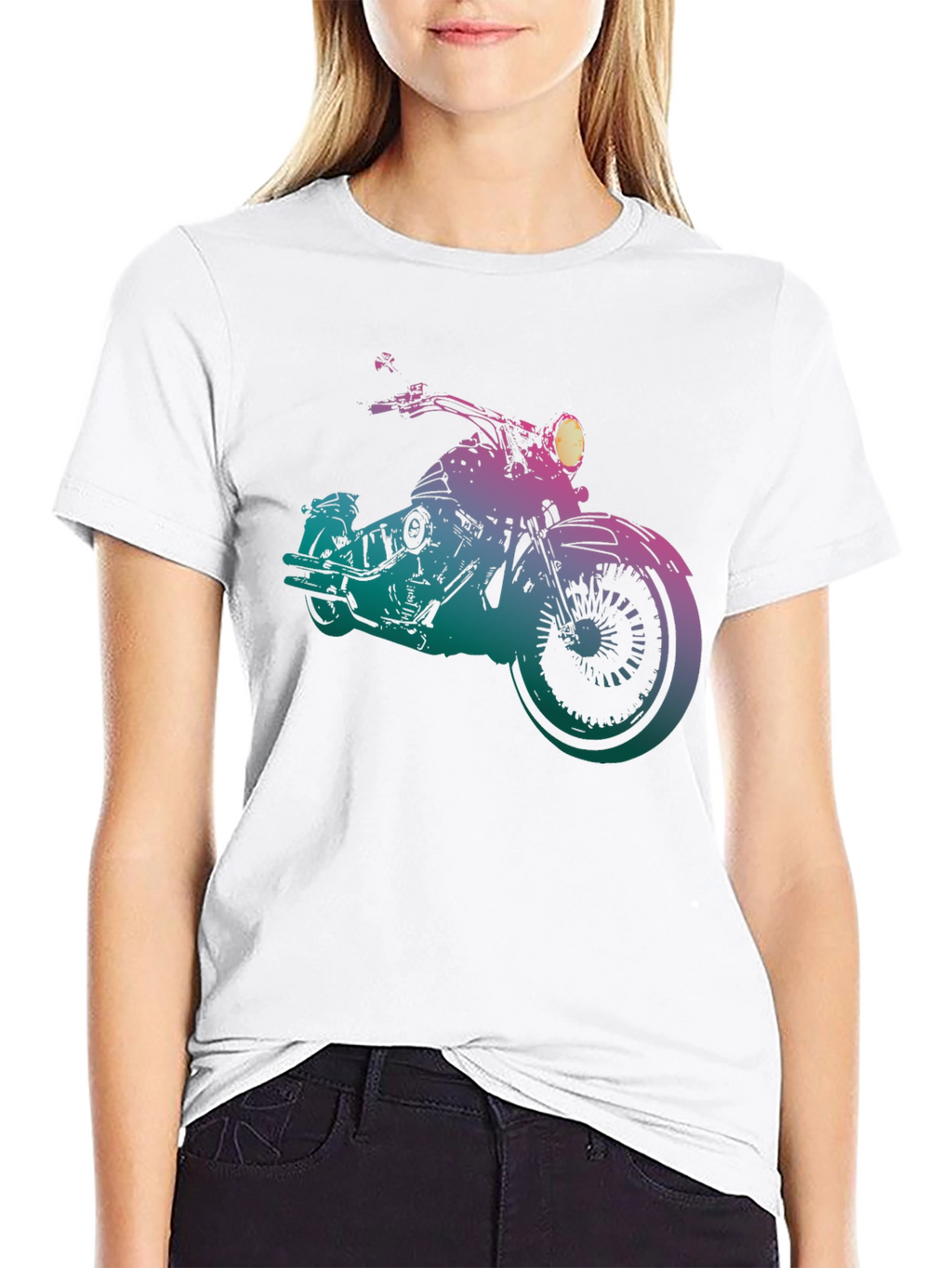 Motorcycle Graphic Tee - Gradient Bike Design
