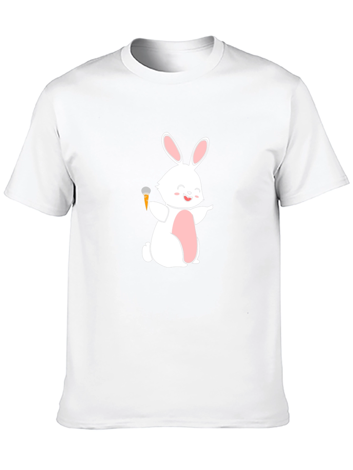 Funny Bunny Carrot Mic Graphic Tee - Black