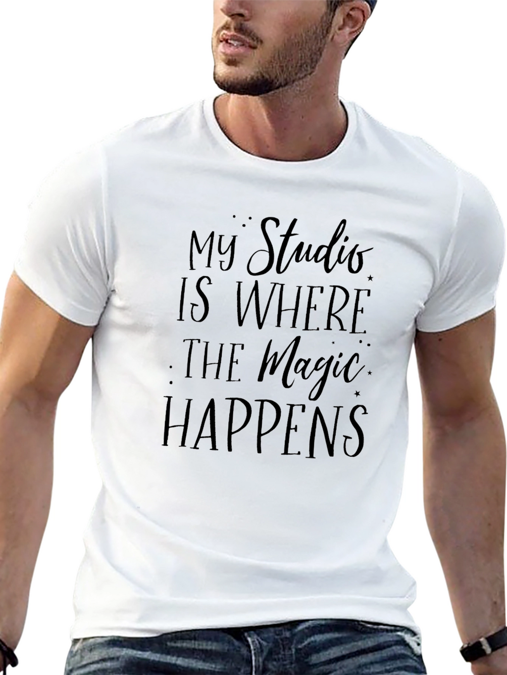 My Studio is Where The Magic Happens Black T-Shirt