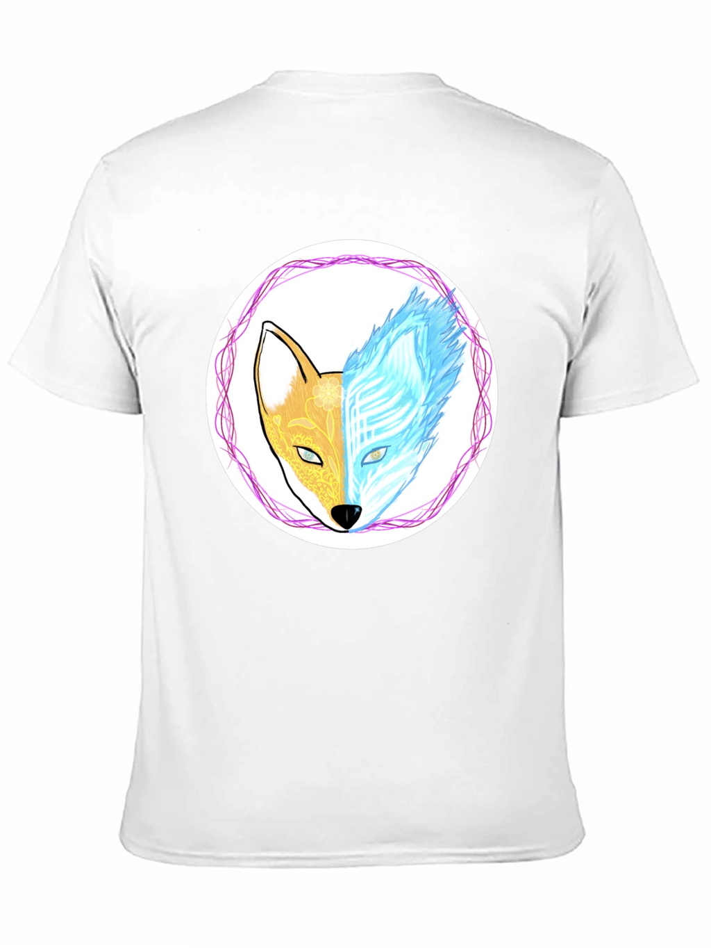 Dual Nature Fox Graphic Tee - Black Cotton Blend