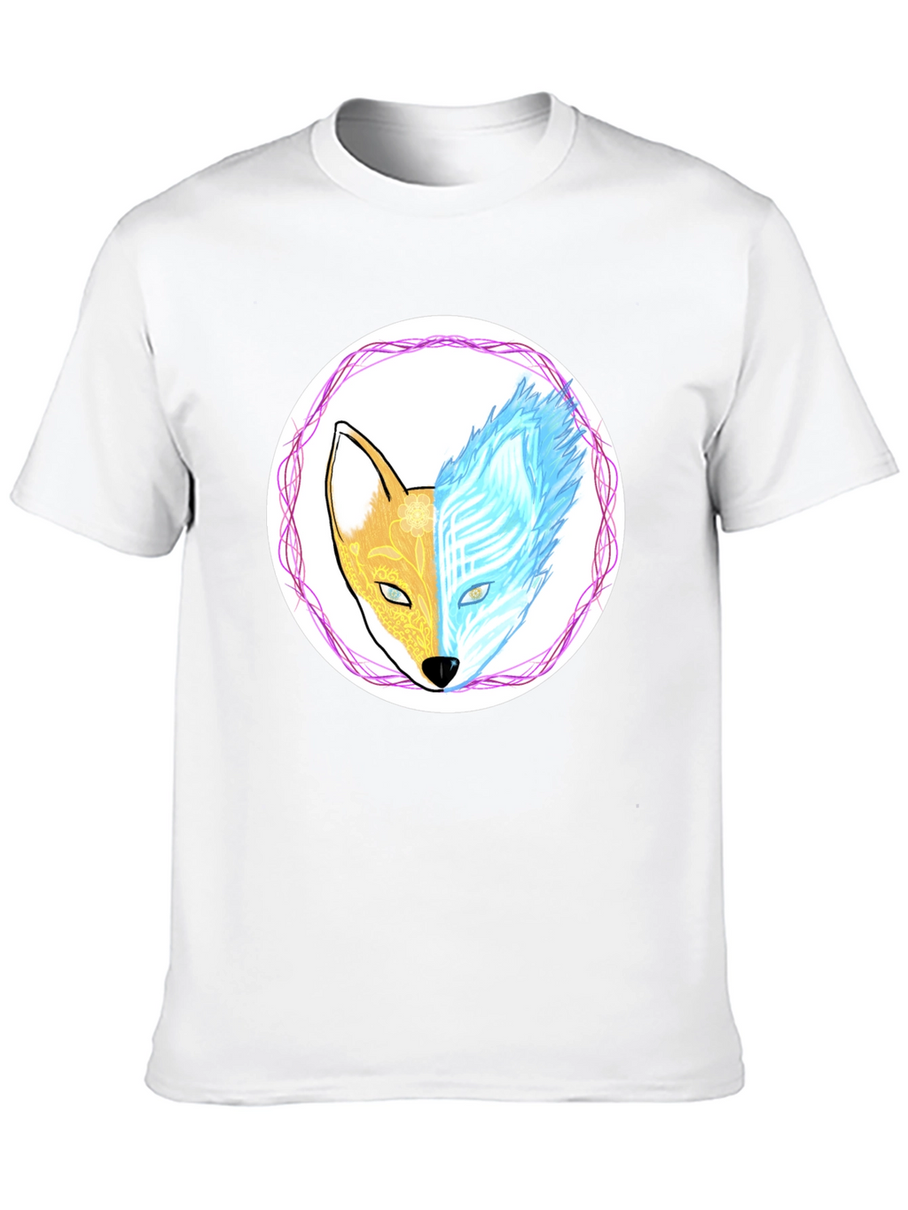 Dual Nature Fox Graphic Tee - Black Cotton Blend