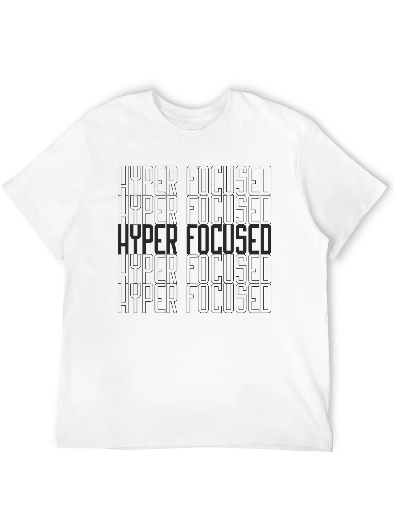Hyper Focused T-Shirt - Dark Grey Text on Black