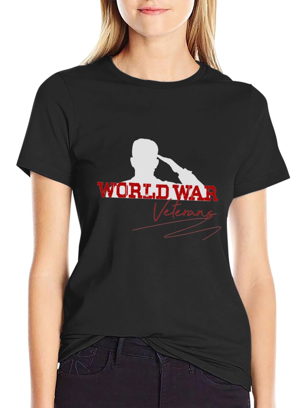 World War Veterans Graphic Print Crew Neck T-Shirt