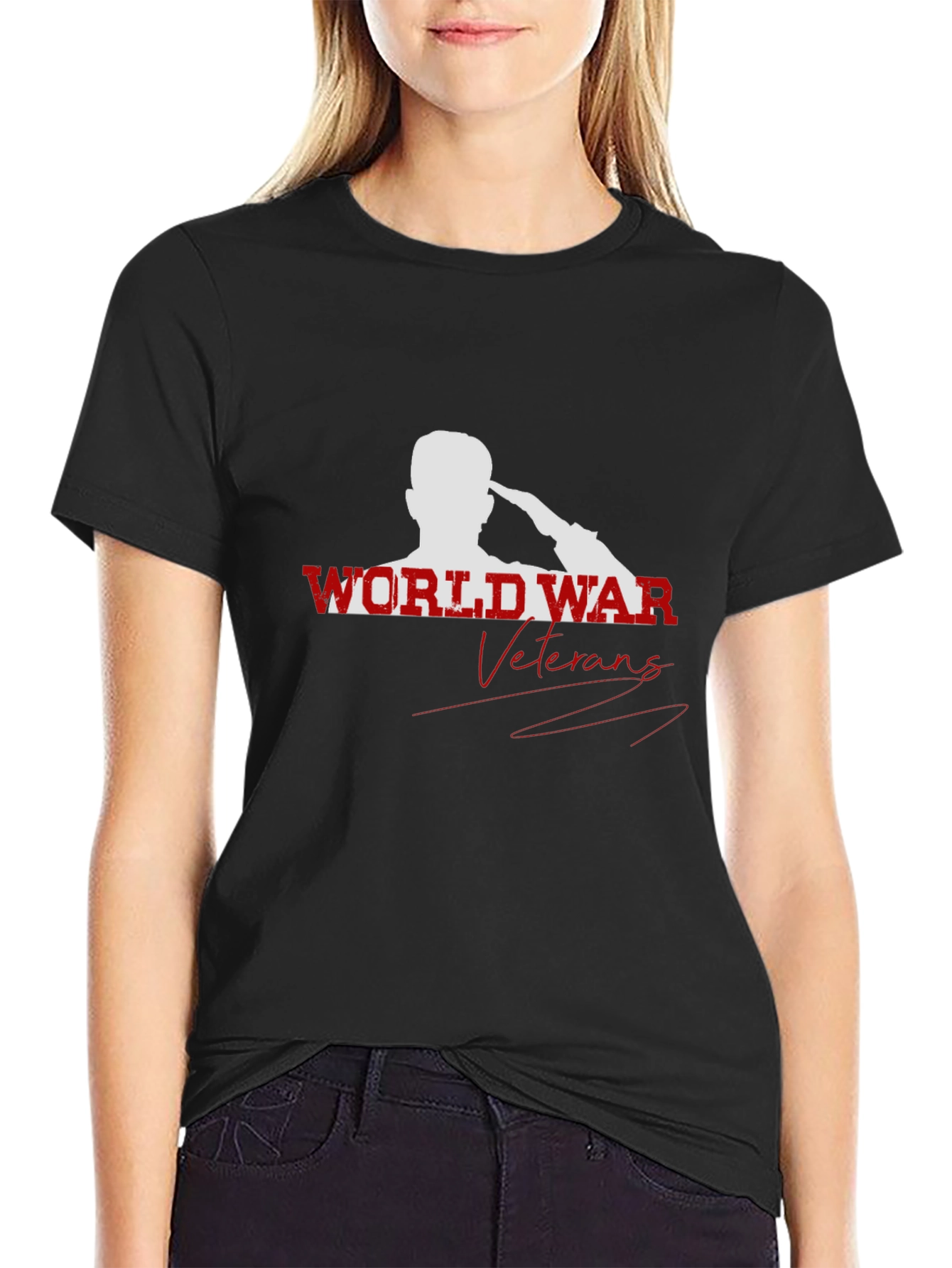 World War Veterans Graphic Print Crew Neck T-Shirt