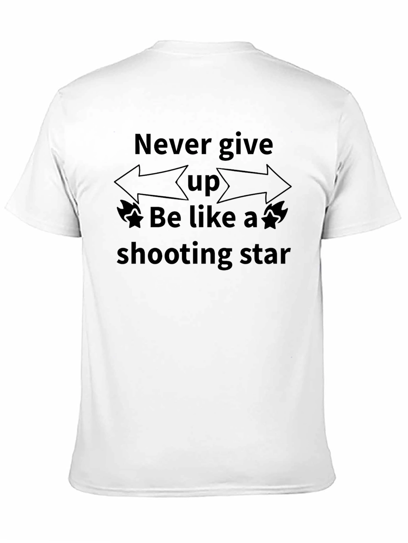Never Give Up Shooting Star Black T-Shirt