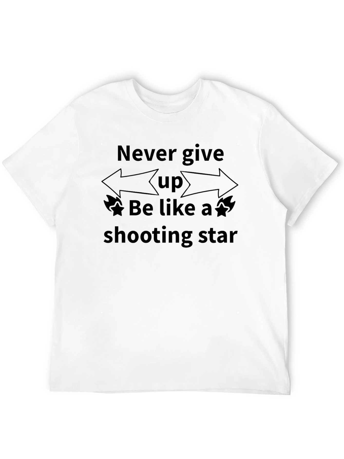 Never Give Up Shooting Star Black T-Shirt