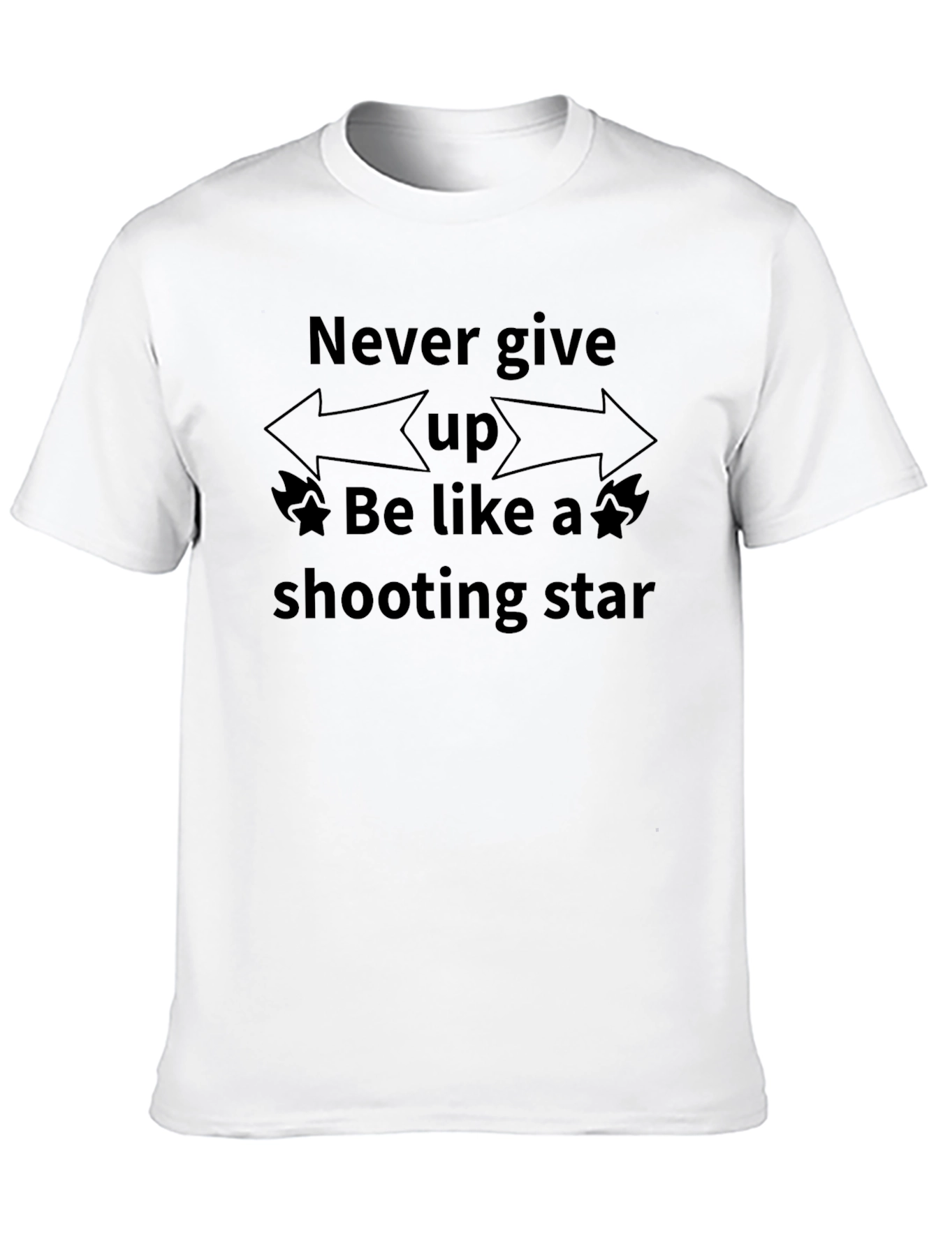 Never Give Up Shooting Star Black T-Shirt