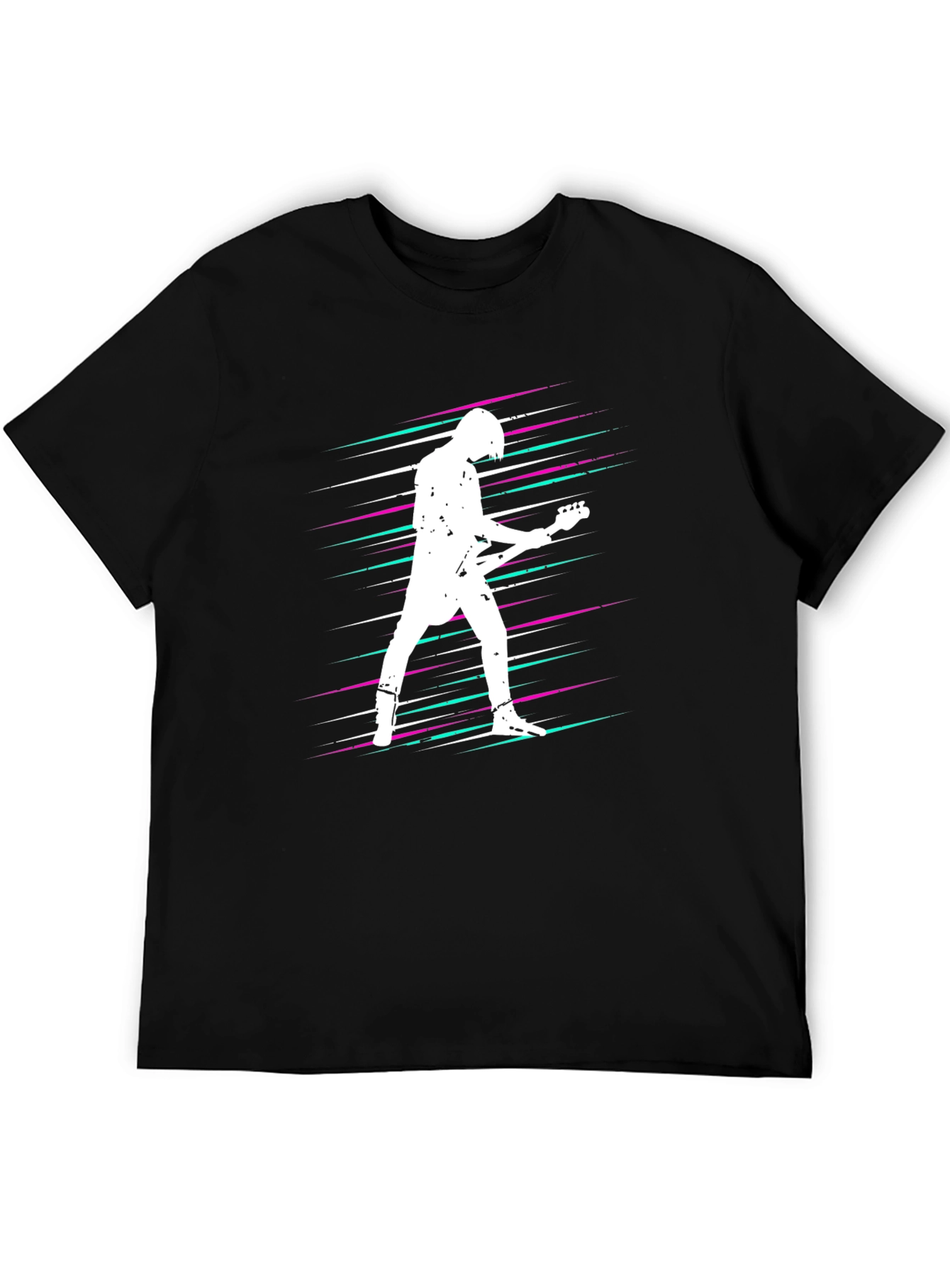 Retro Guitarist Graphic Tee - Black