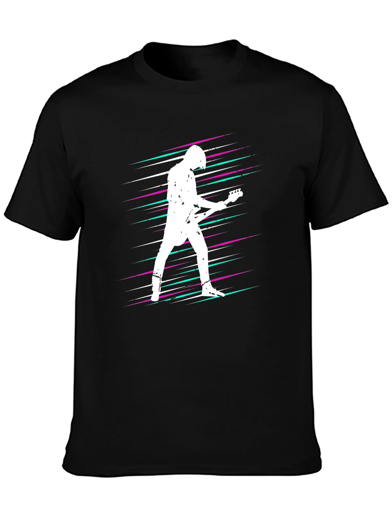 Retro Guitarist Graphic Tee - Black