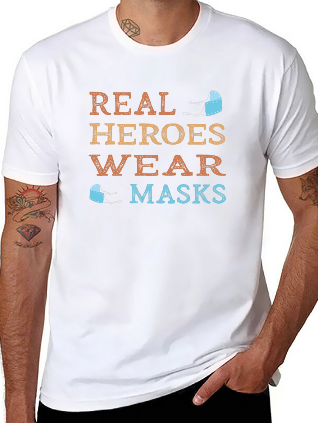 Real Heroes Wear Masks Graphic Tee