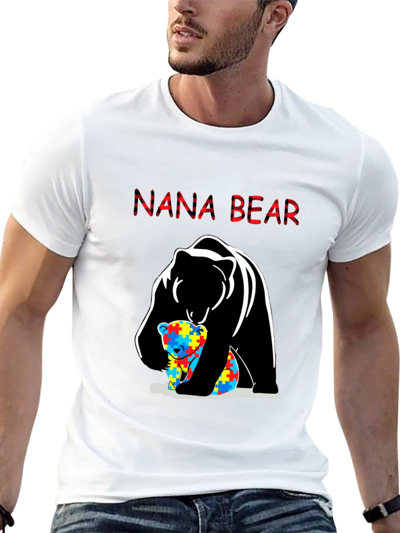 Nana Bear Autism Awareness T-Shirt