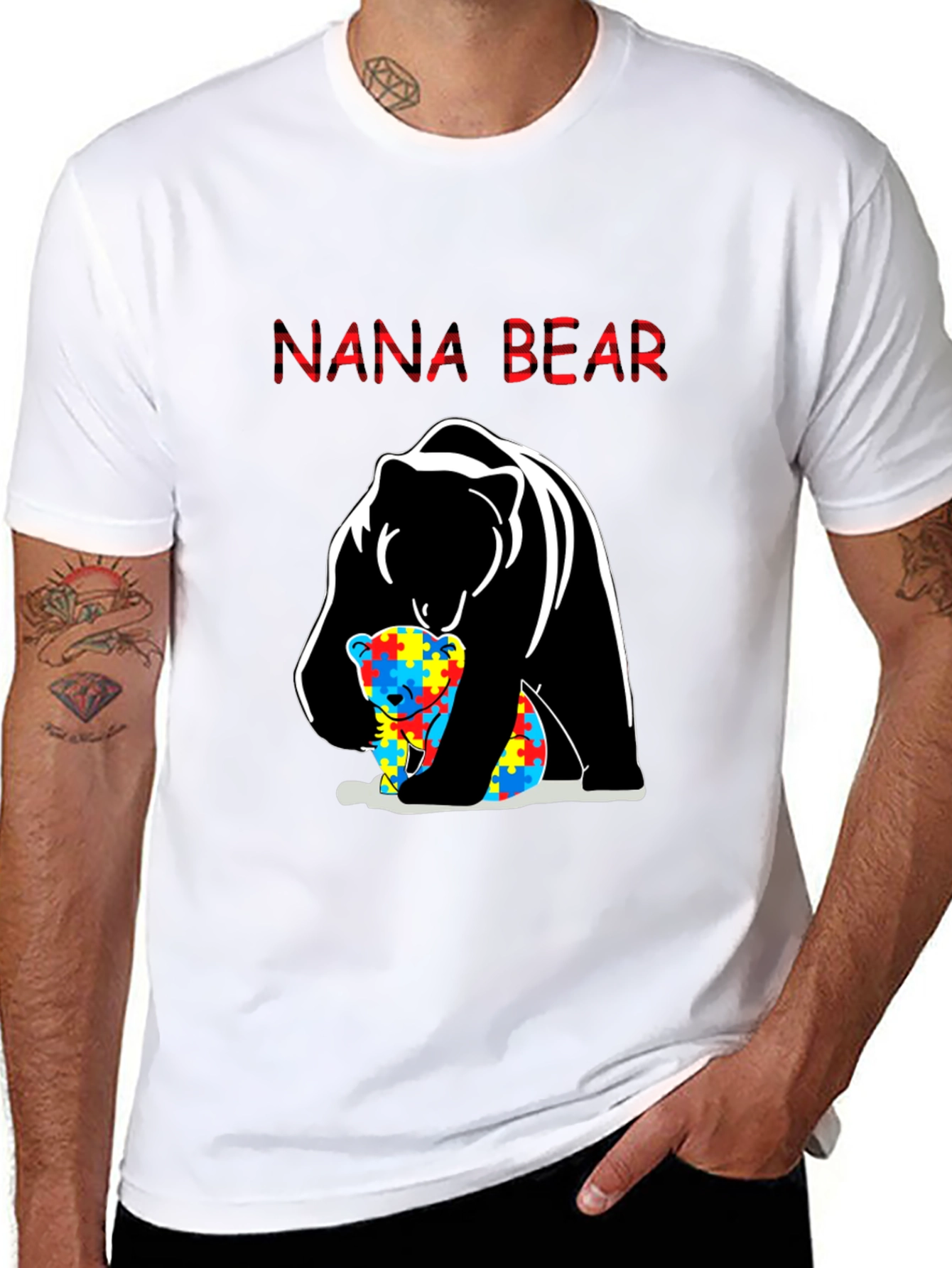 Nana Bear Autism Awareness T-Shirt