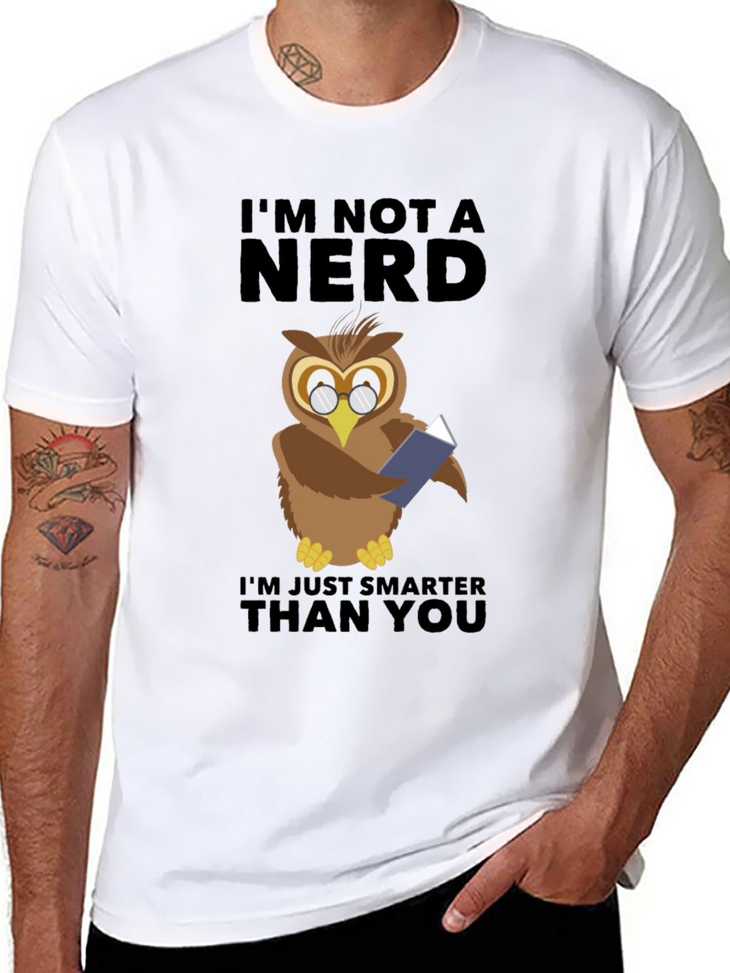 Smart Owl T-Shirt - Im Not a Nerd