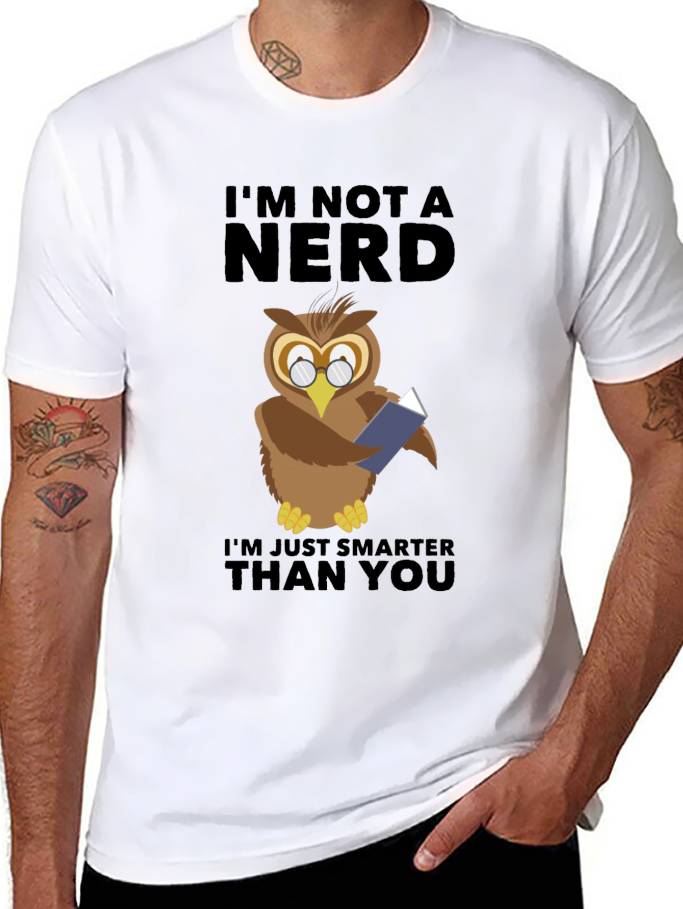 Smart Owl T-Shirt - Im Not a Nerd