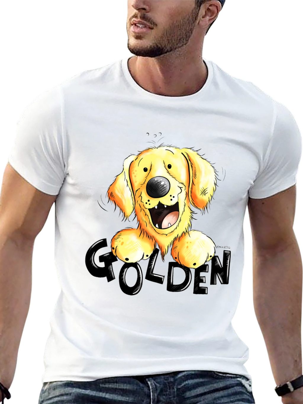 Golden Retriever Cartoon Graphic T-Shirt