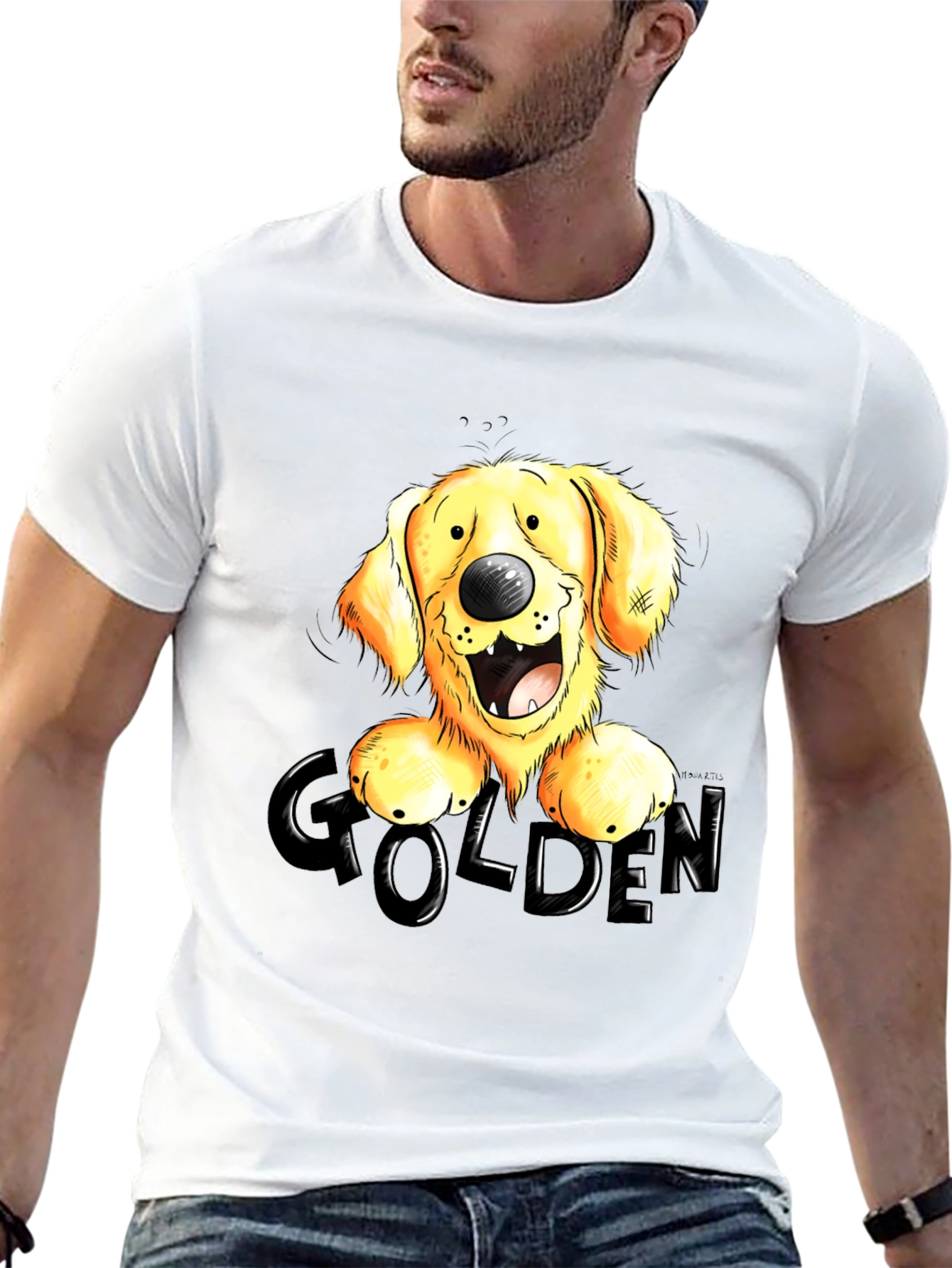 Golden Retriever Cartoon Graphic T-Shirt