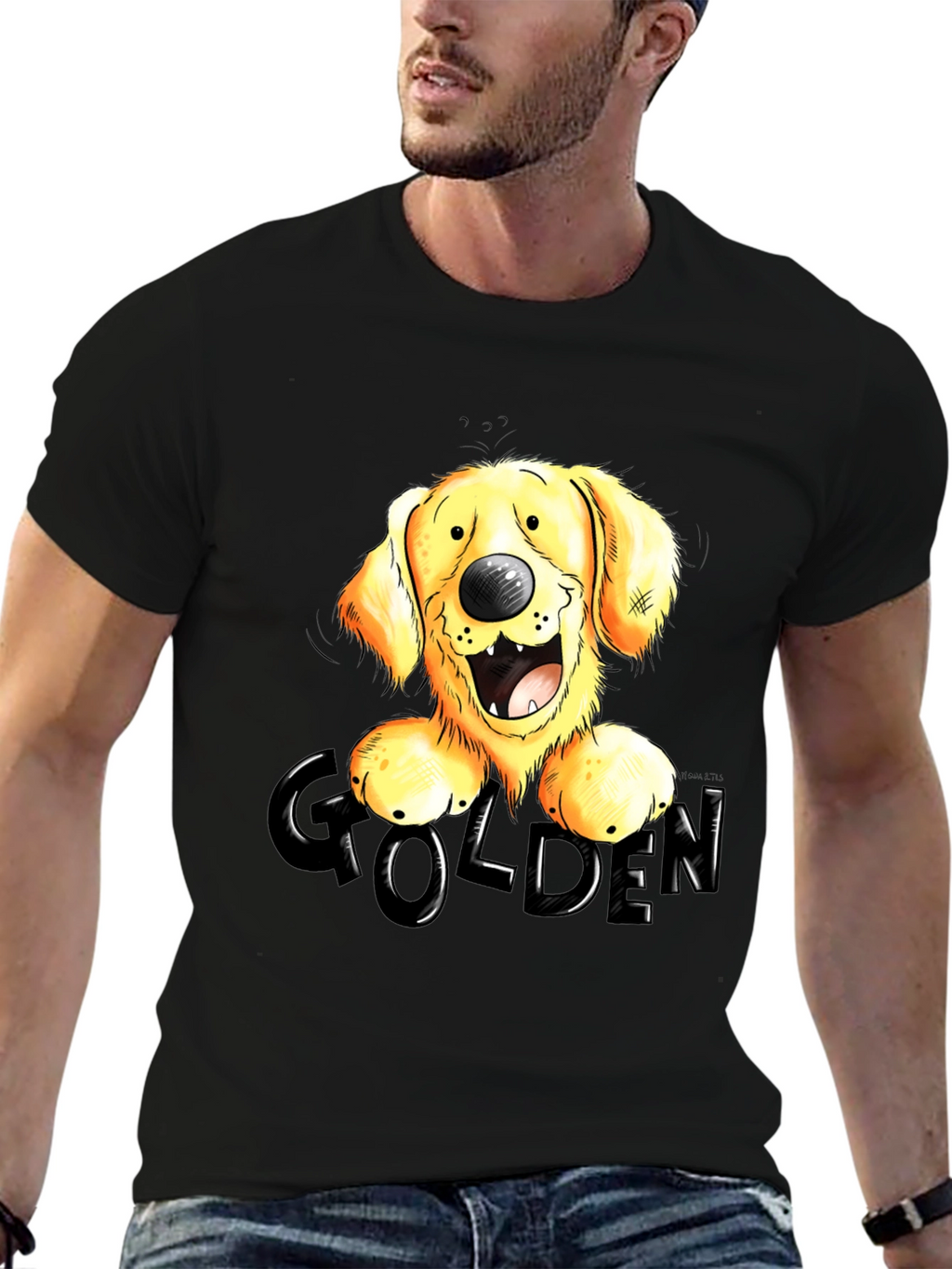 Golden Retriever Cartoon Graphic T-Shirt