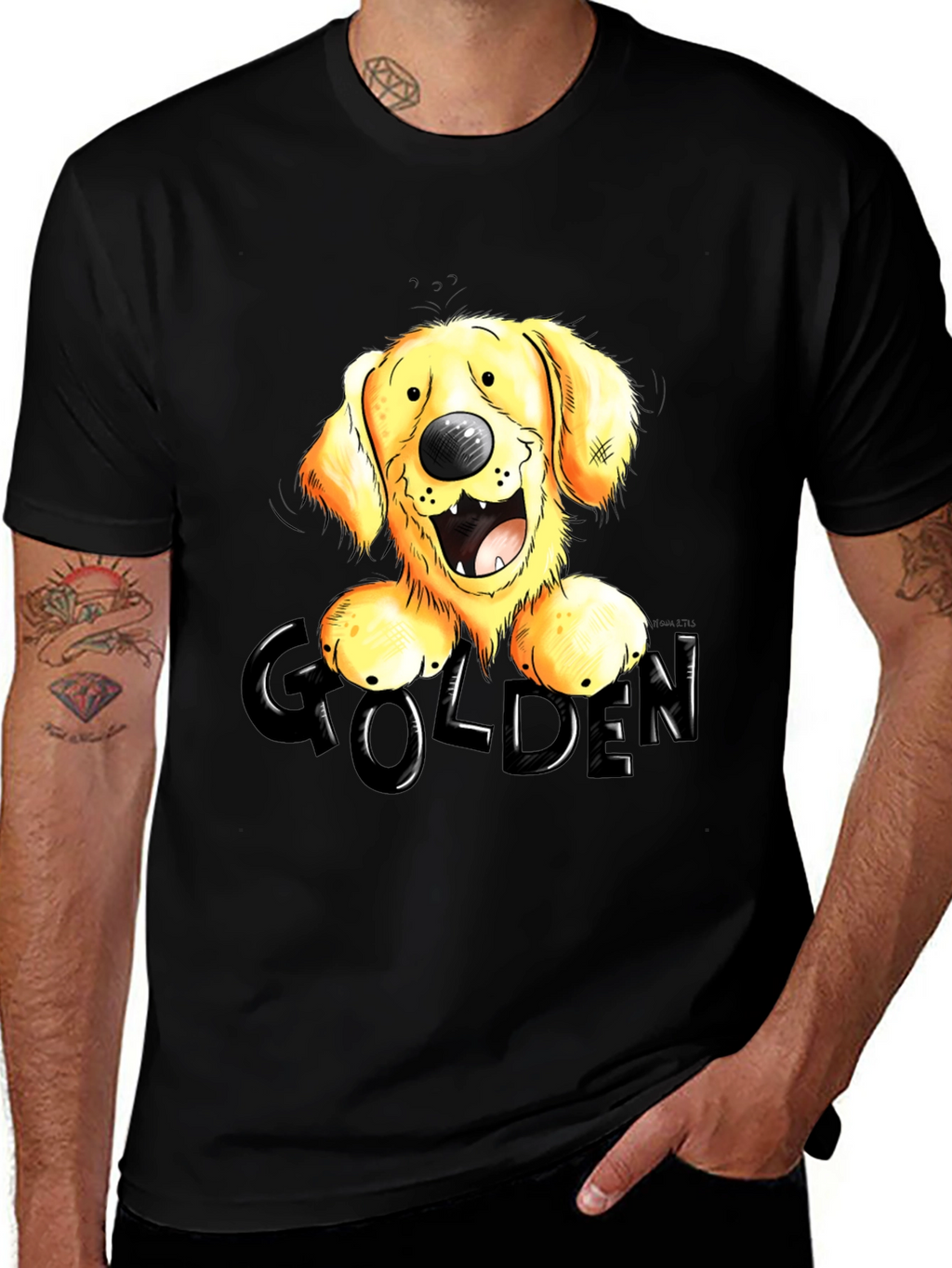 Golden Retriever Cartoon Graphic T-Shirt