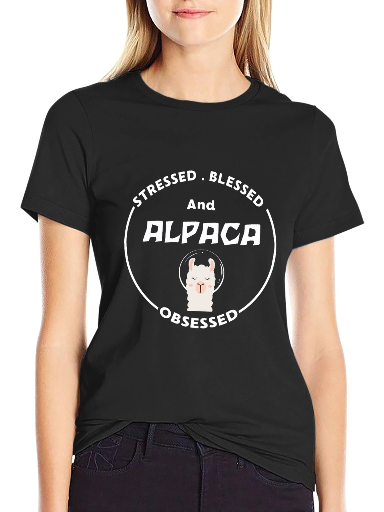 Stressed Blessed Alpaca Obsessed T-Shirt