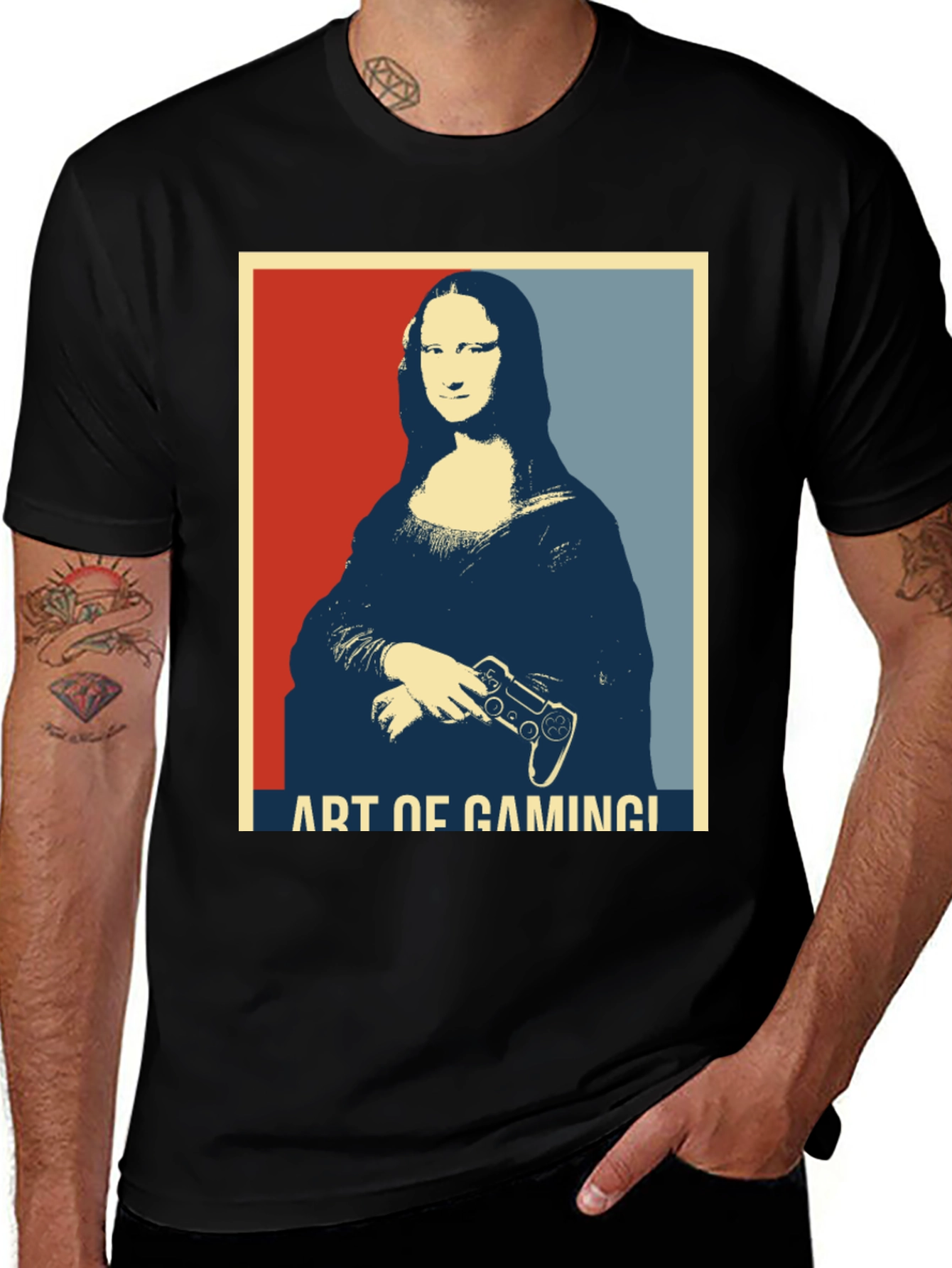 Art of Gaming Mona Lisa T-Shirt - Gamer Style