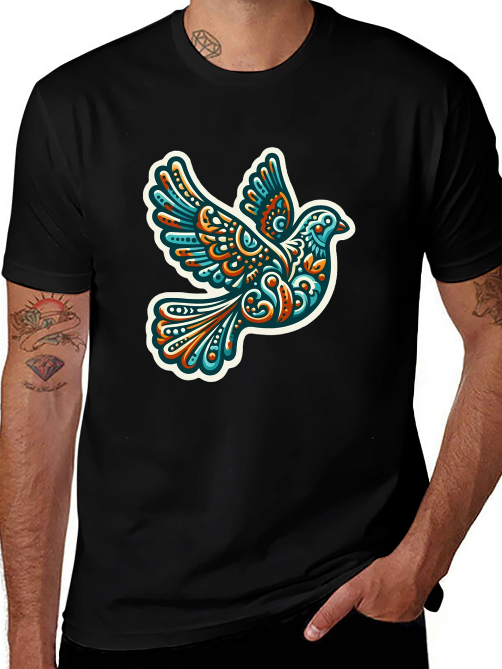 Dove Graphic Print Black T-Shirt