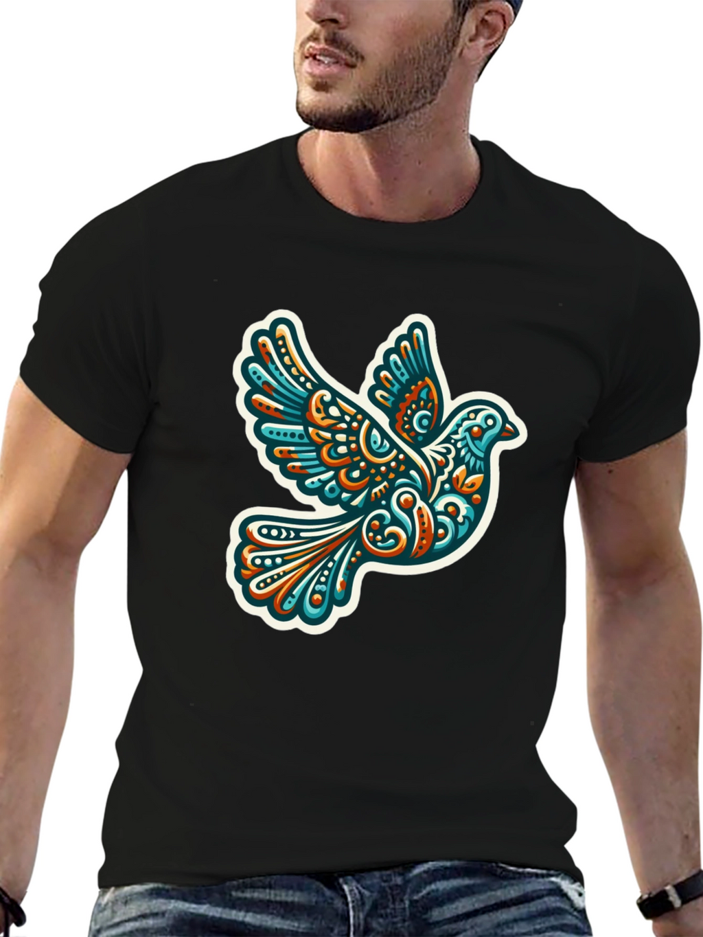 Dove Graphic Print Black T-Shirt