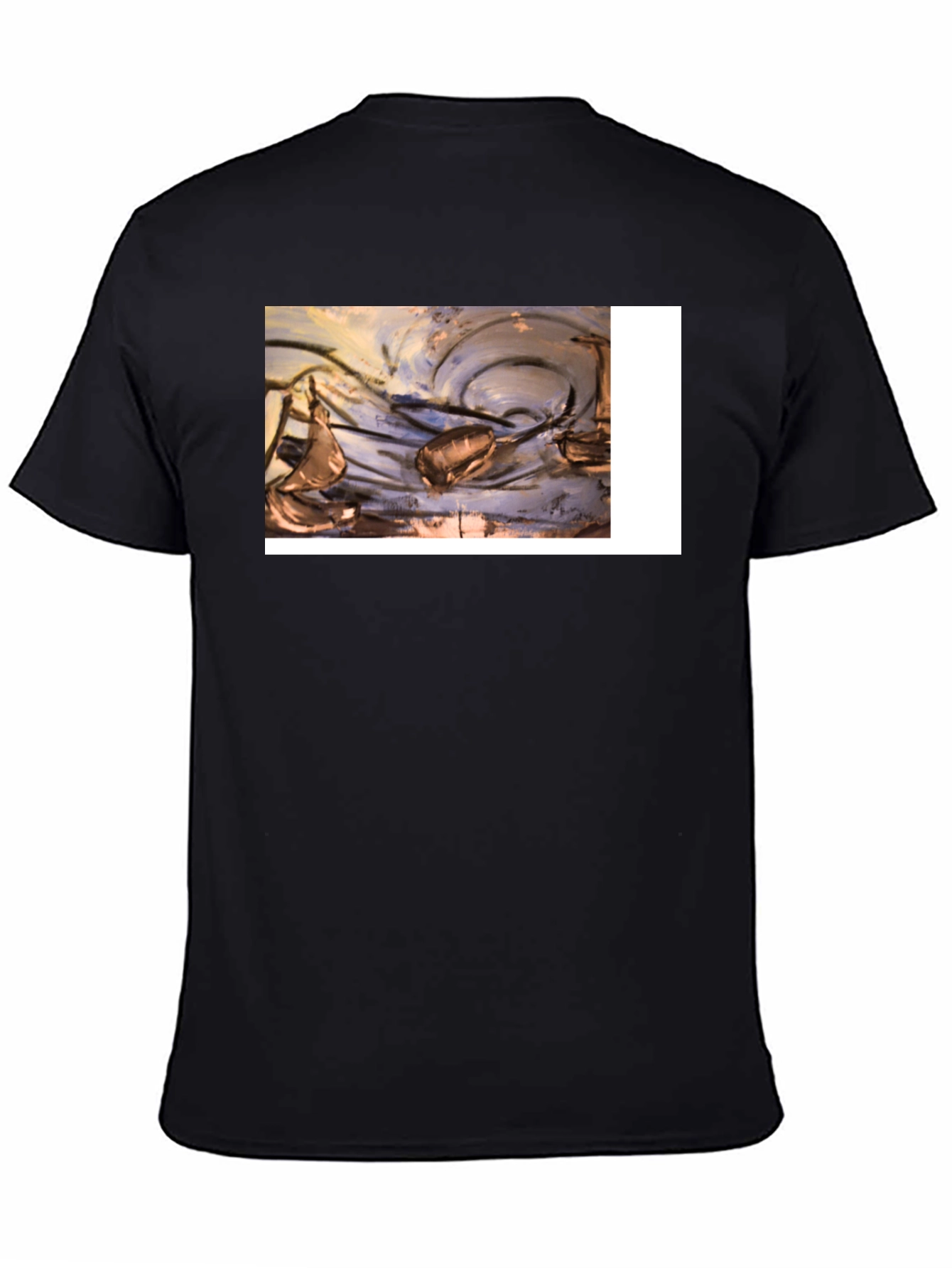 Abstract Art Graphic Tee - Black Casual T-Shirt