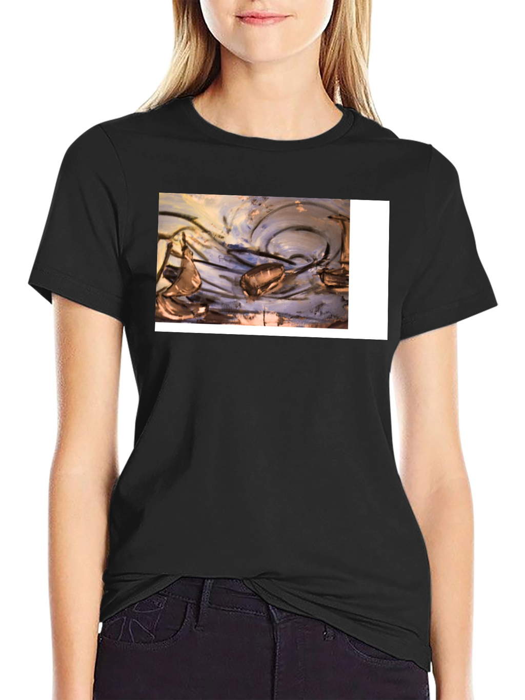 Abstract Art Graphic Tee - Black Casual T-Shirt