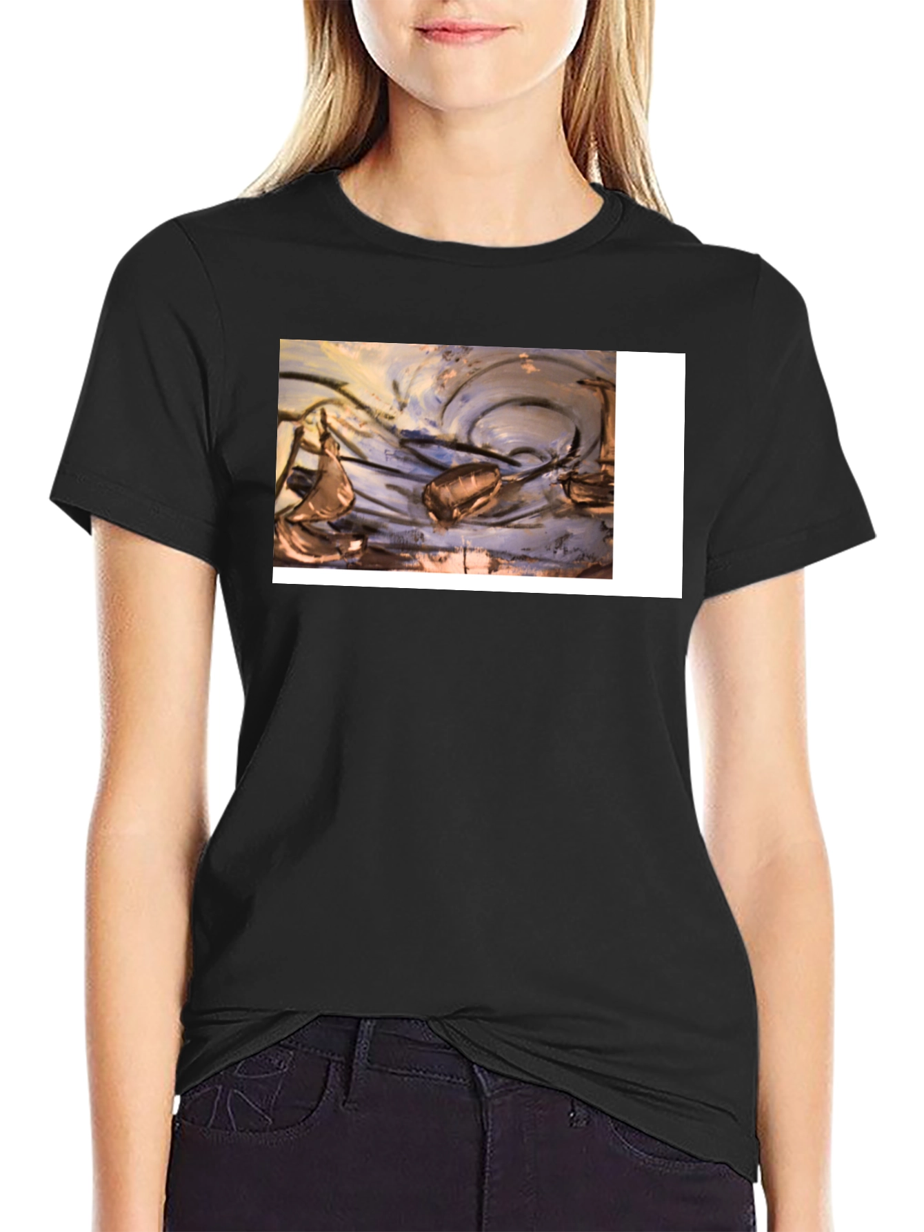 Abstract Art Graphic Tee - Black Casual T-Shirt