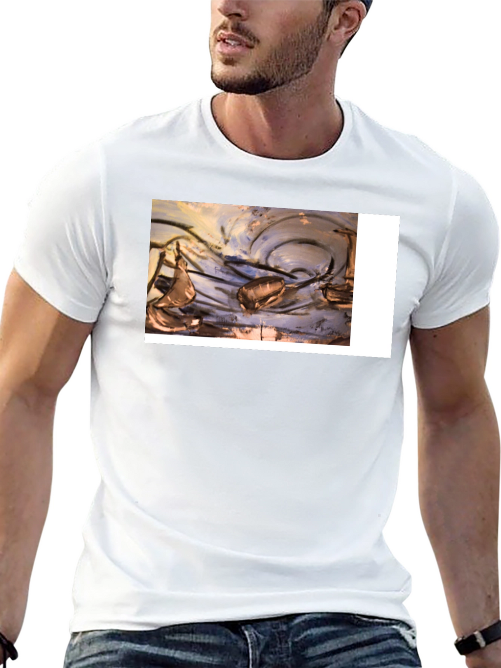 Abstract Art Graphic Tee - Black Casual T-Shirt