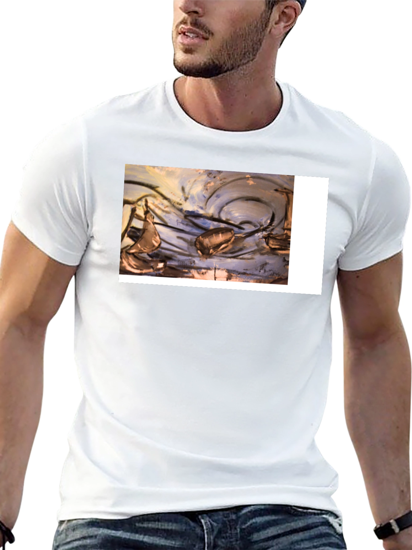 Abstract Art Graphic Tee - Black Casual T-Shirt