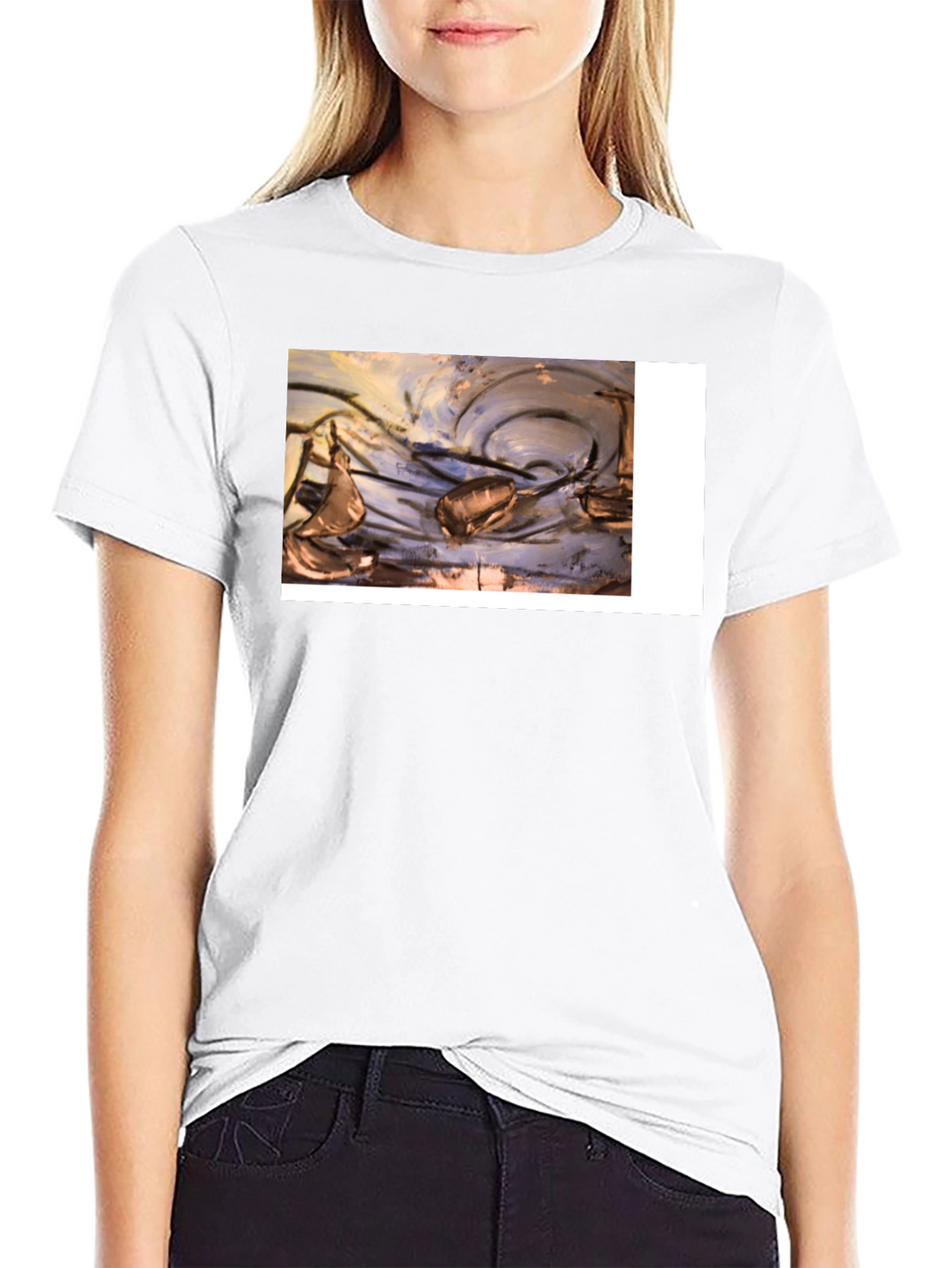 Abstract Art Graphic Tee - Black Casual T-Shirt