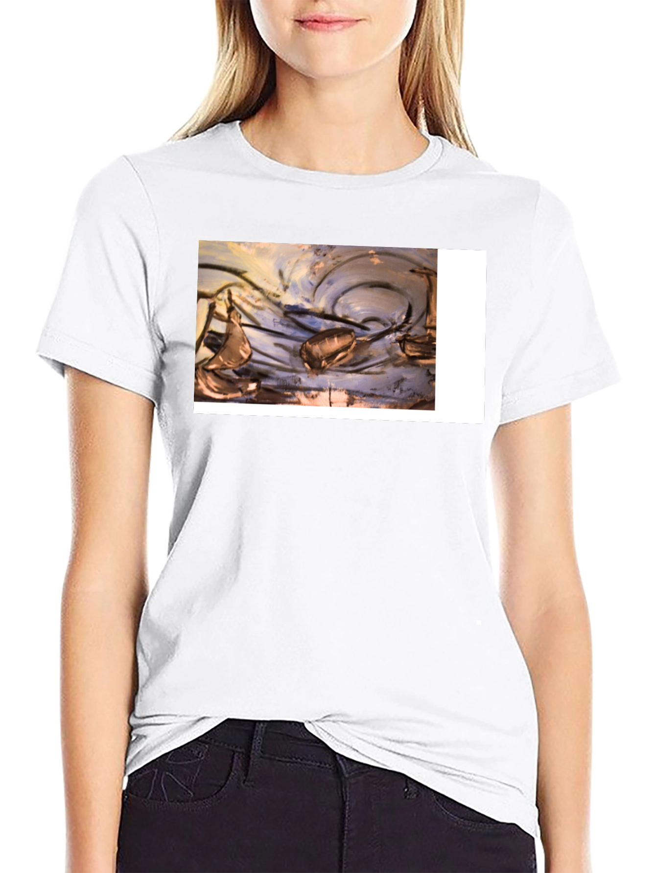 Abstract Art Graphic Tee - Black Casual T-Shirt