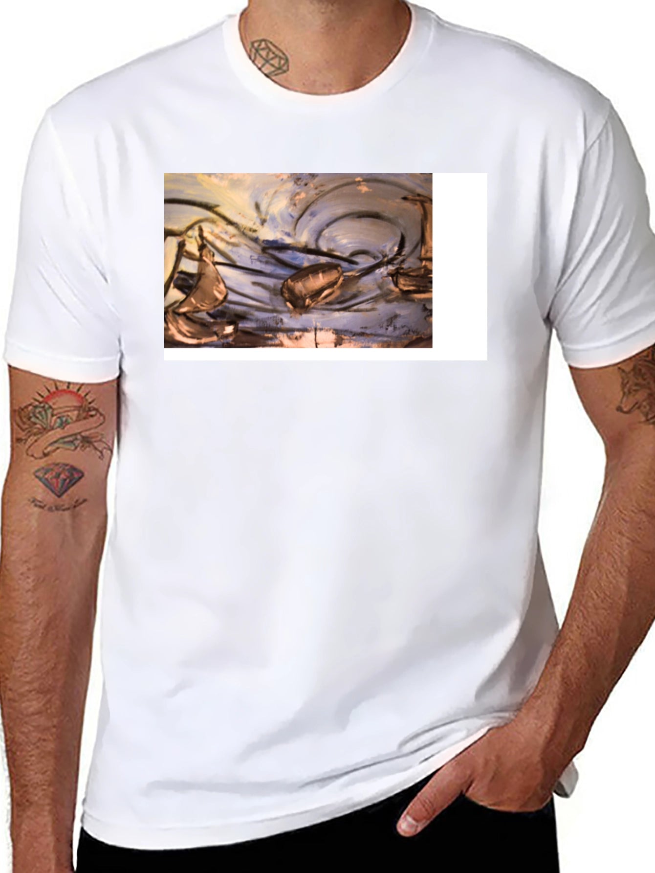 Abstract Art Graphic Tee - Black Casual T-Shirt