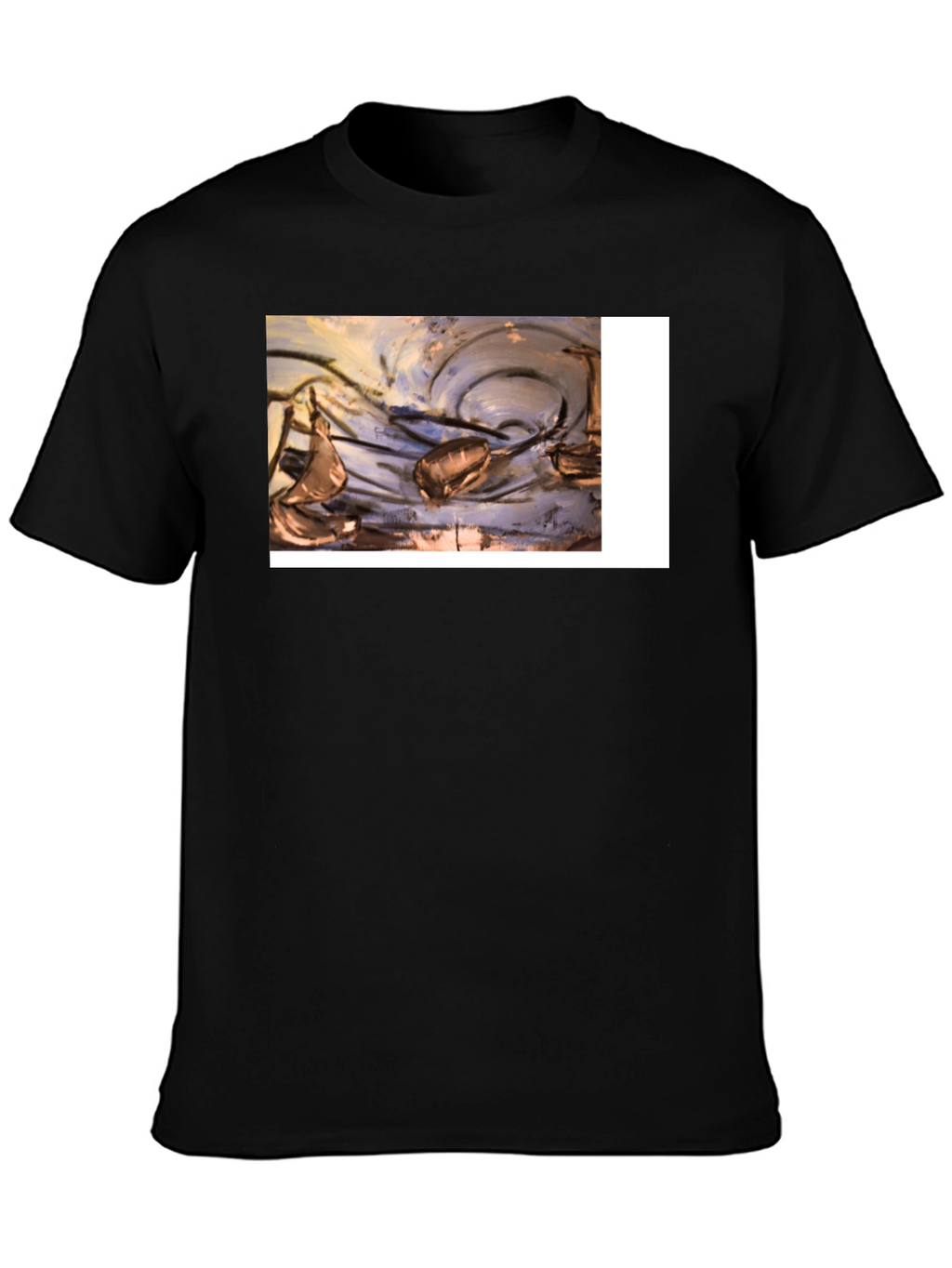 Abstract Art Graphic Tee - Black Casual T-Shirt