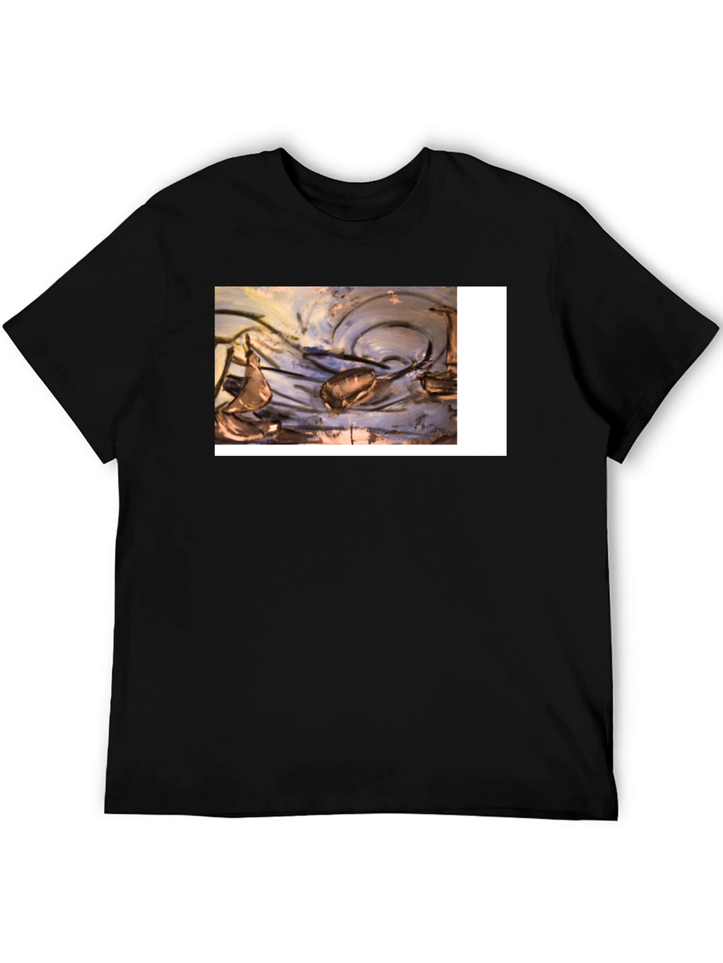 Abstract Art Graphic Tee - Black Casual T-Shirt