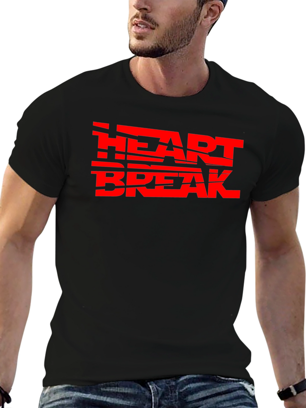 Heartbreak Red Graphic Print Black Tee