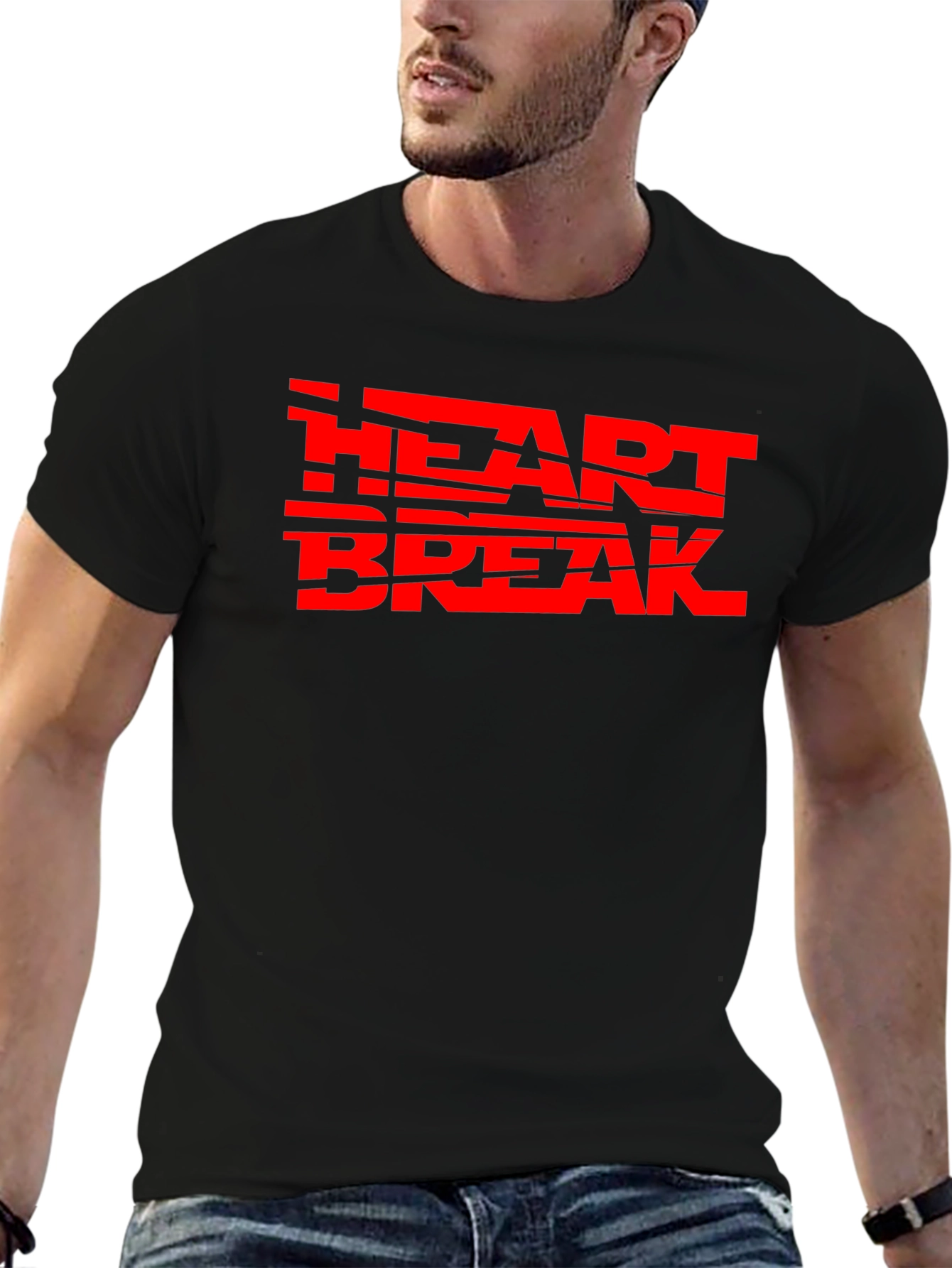 Heartbreak Red Graphic Print Black Tee